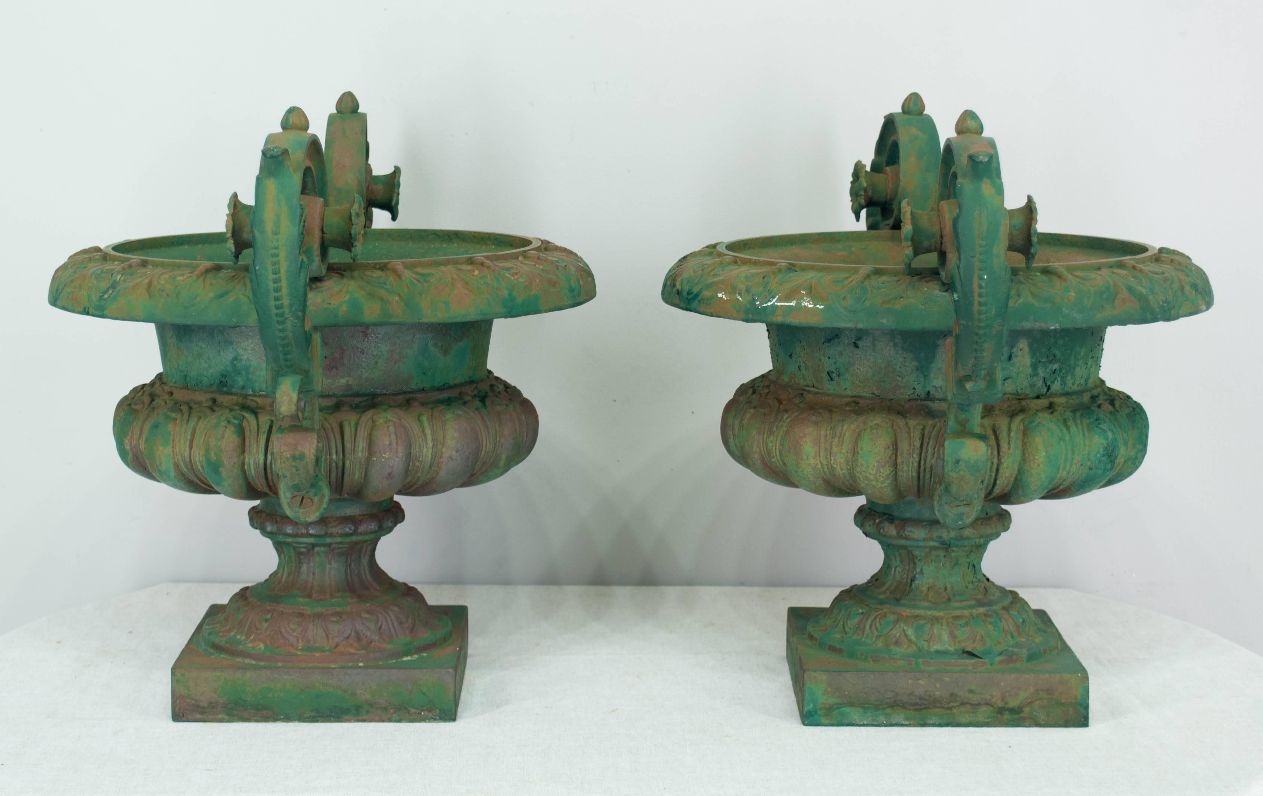 Pair of 19th Century French Cast Iron Urns 4
