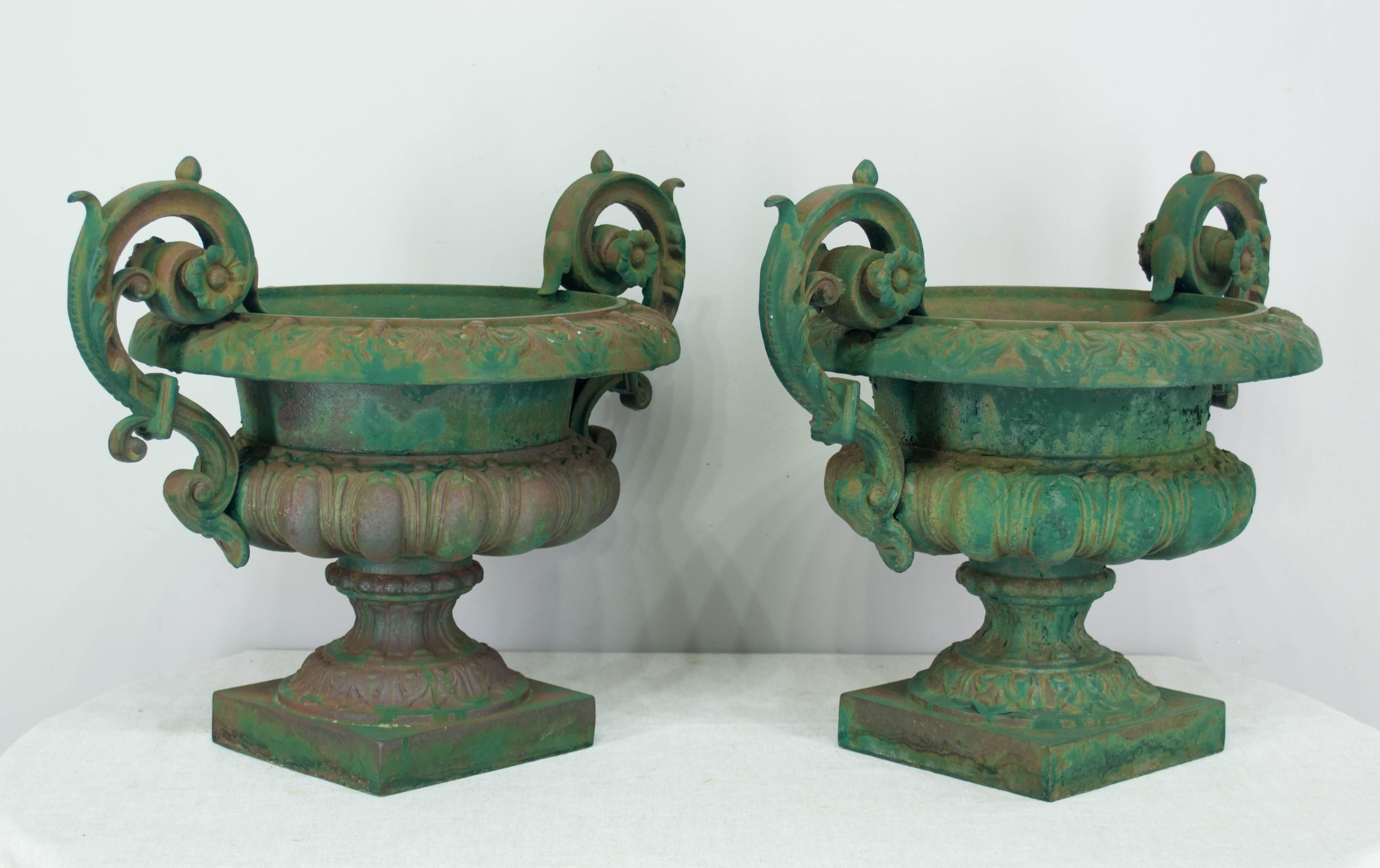 Pair of 19th Century French Cast Iron Urns 3