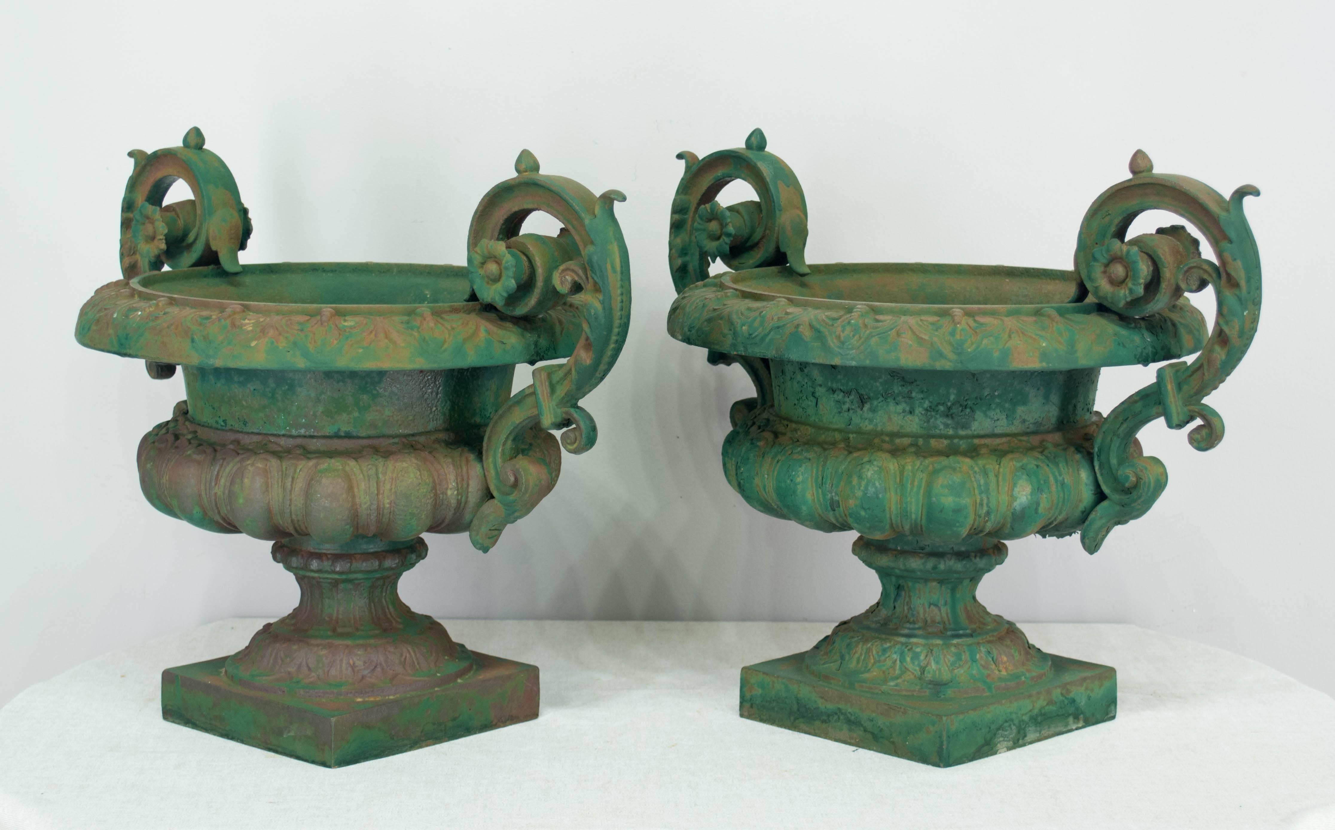 Pair of 19th Century French Cast Iron Urns 1