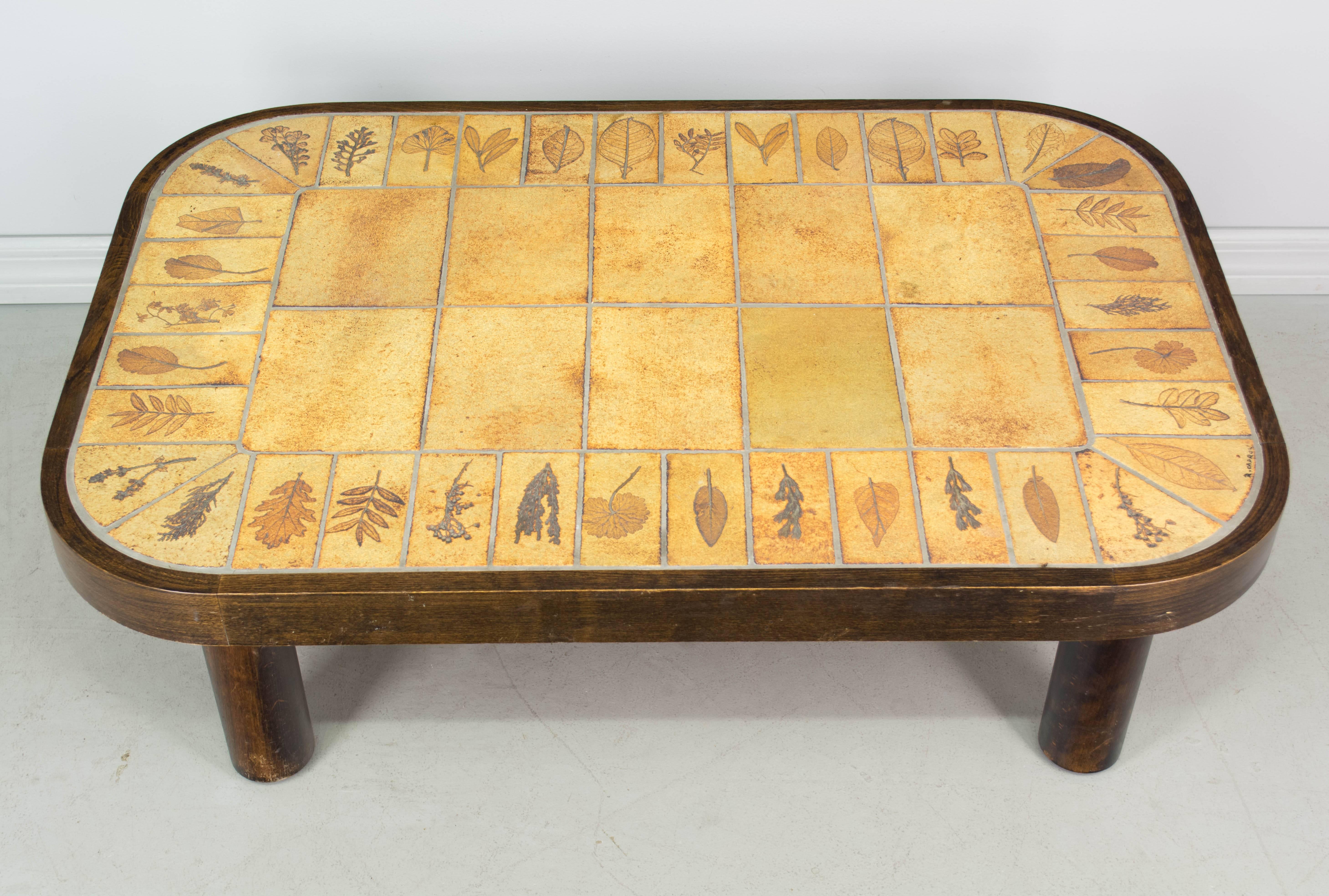 Roger Capron Ceramic Tile Top Coffee Table In Excellent Condition In Winter Park, FL