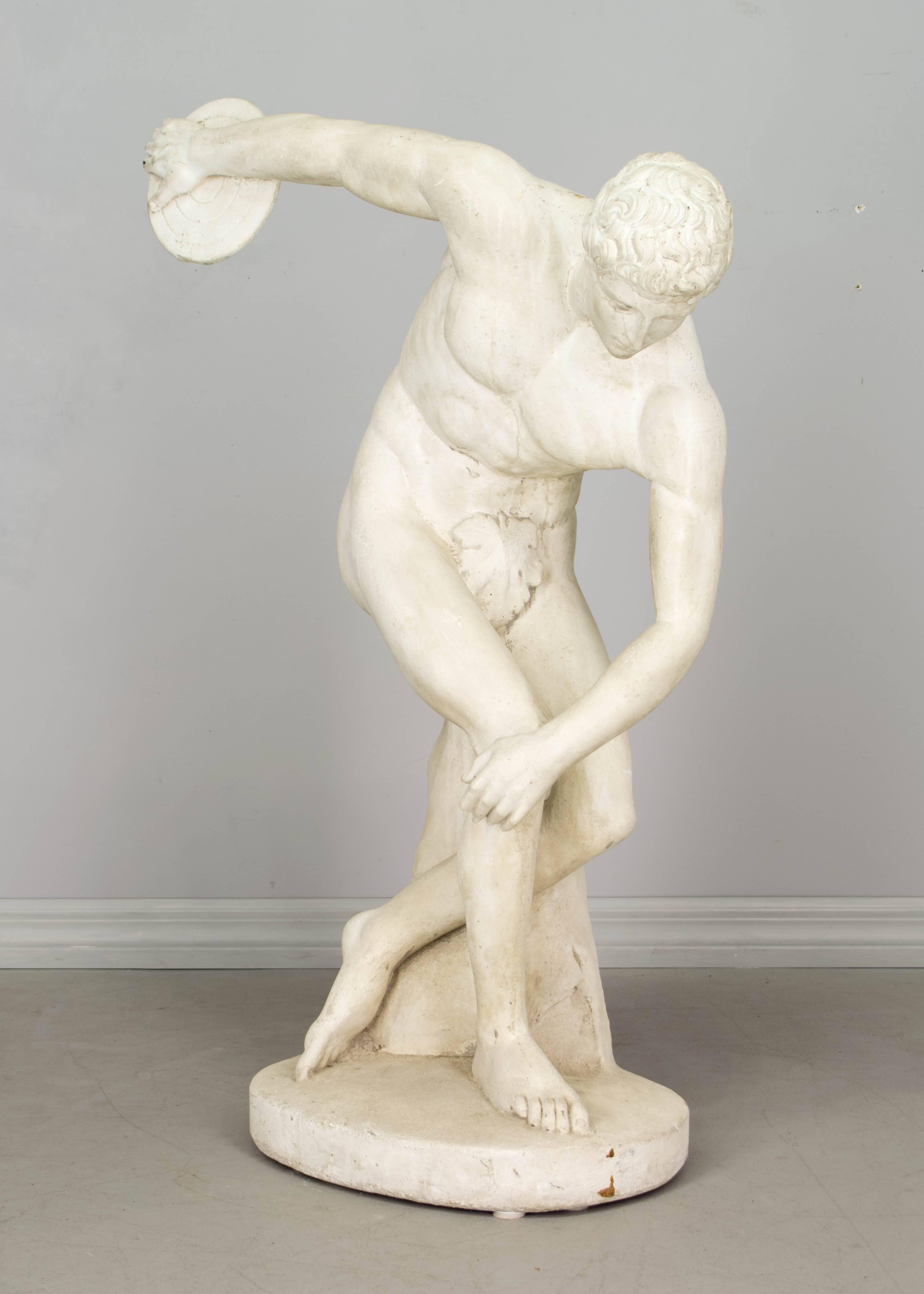 French Cast Stone Discus Thrower In Good Condition In Winter Park, FL