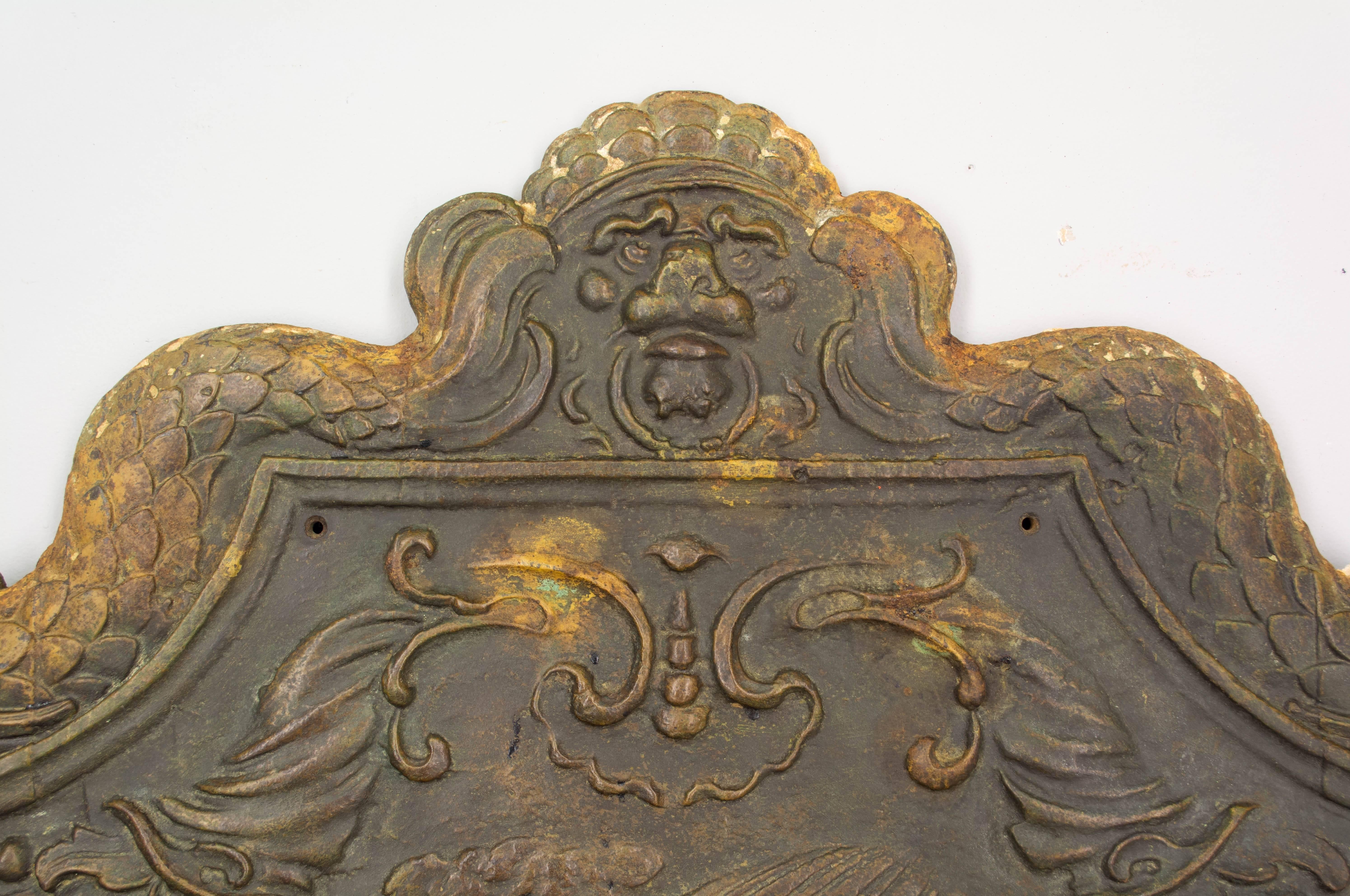18th Century French Cast Iron Fireback For Sale 2