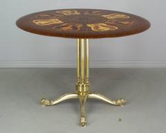 Italian Brass Marquetry Top Table
