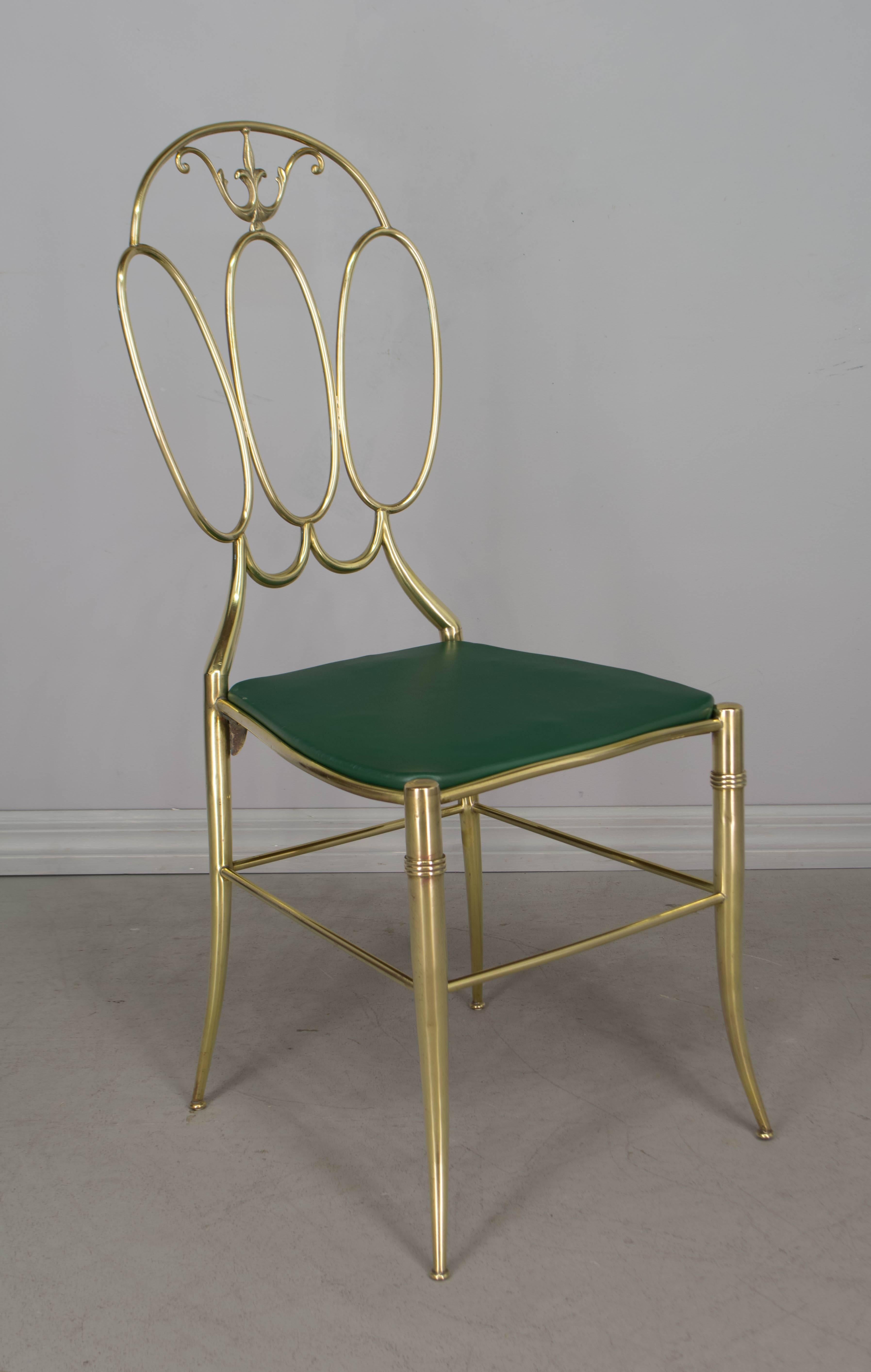Italian Set of Four Chiavari Brass Chairs