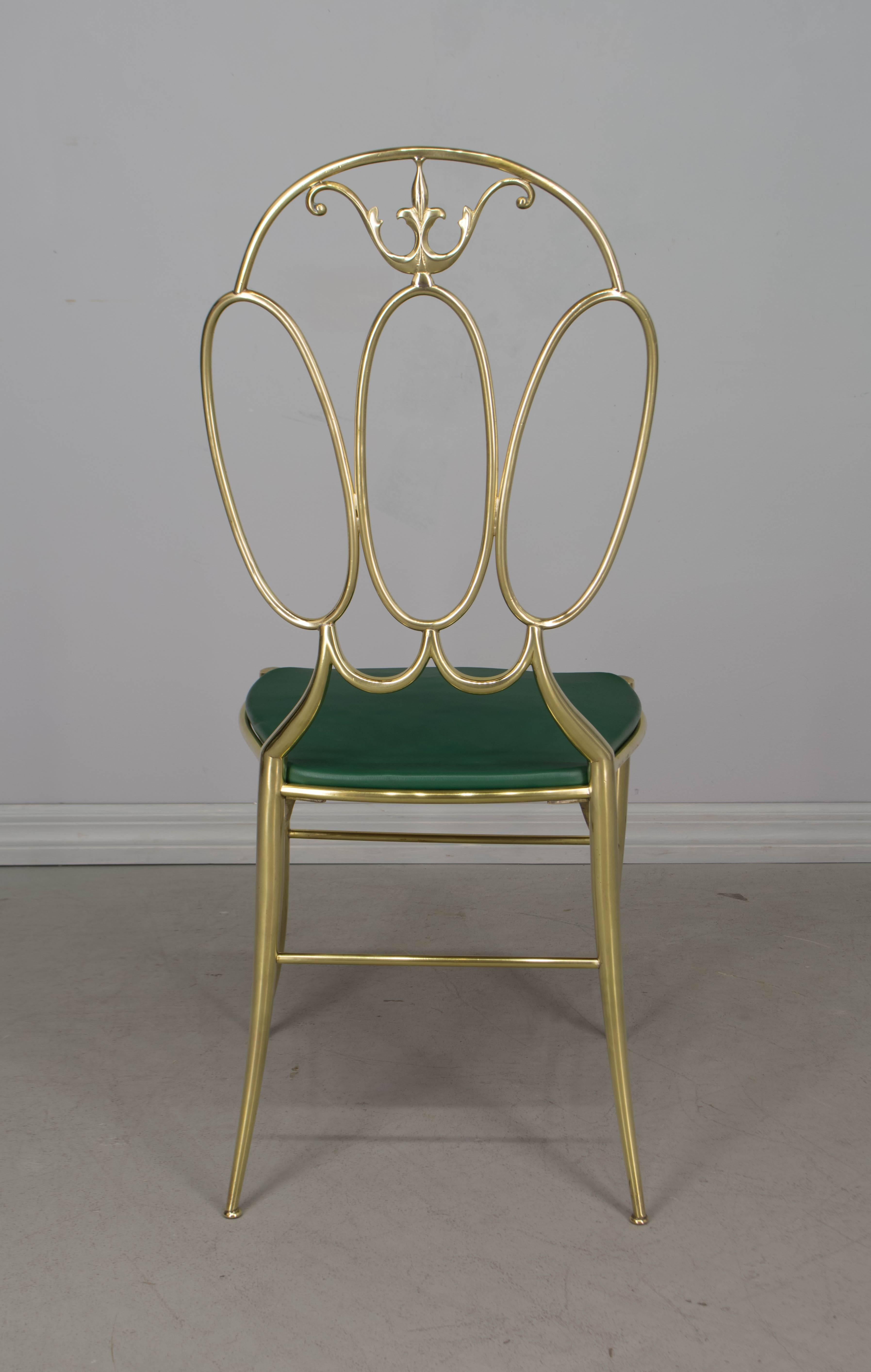 20th Century Set of Four Chiavari Brass Chairs