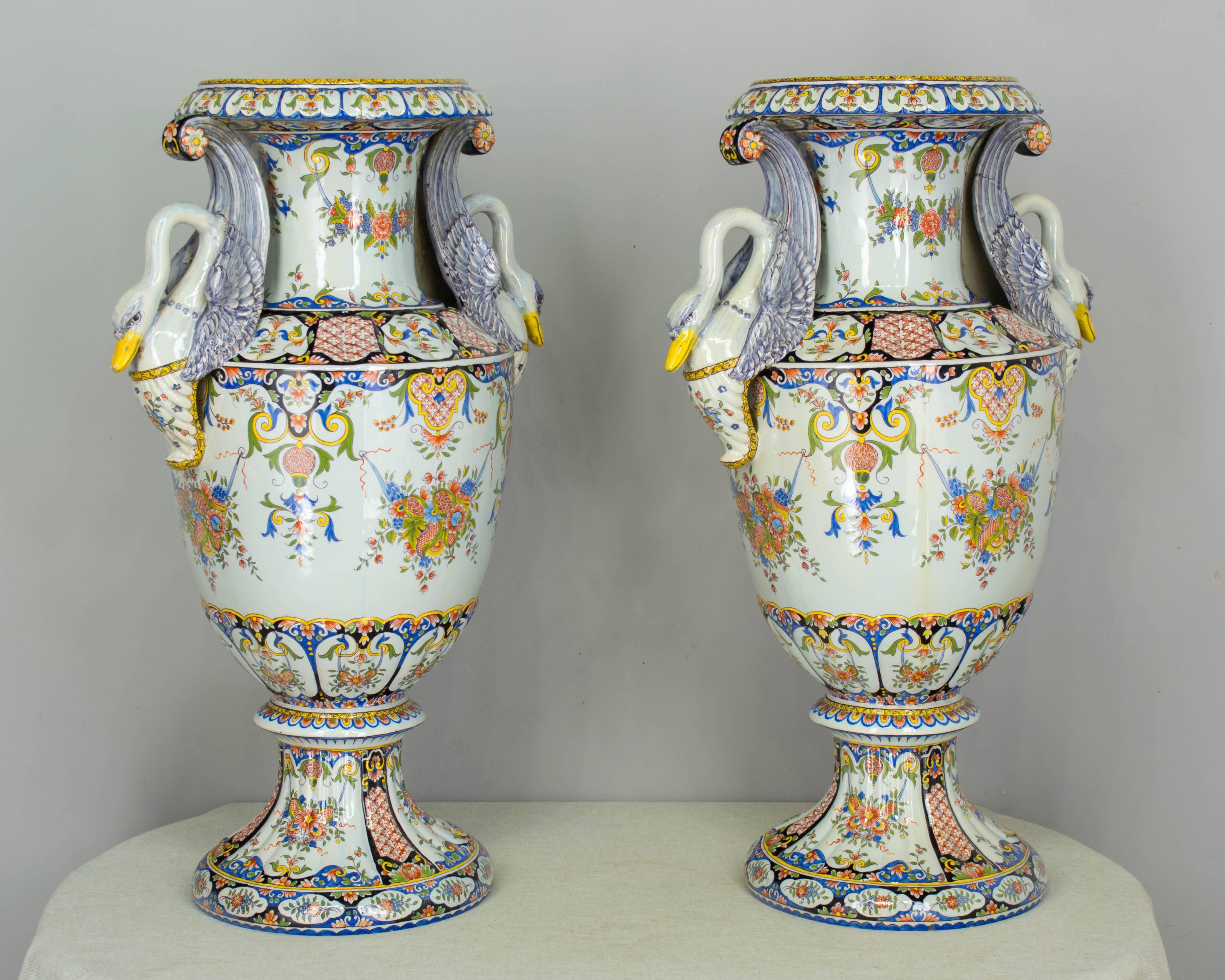 Pair of Large 19th Century French Faience Urns In Excellent Condition In Winter Park, FL