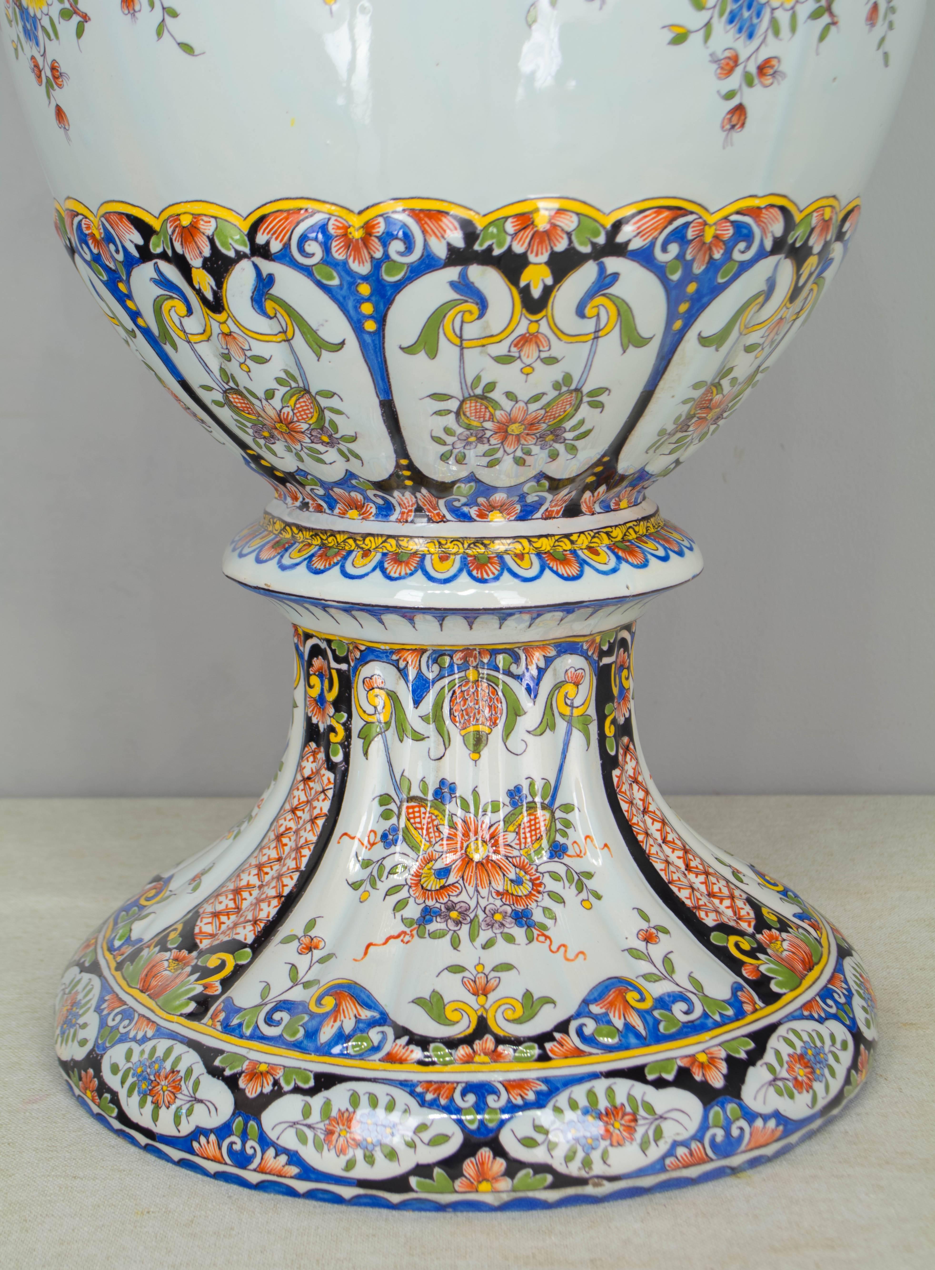 Pair of Large 19th Century French Faience Urns 4