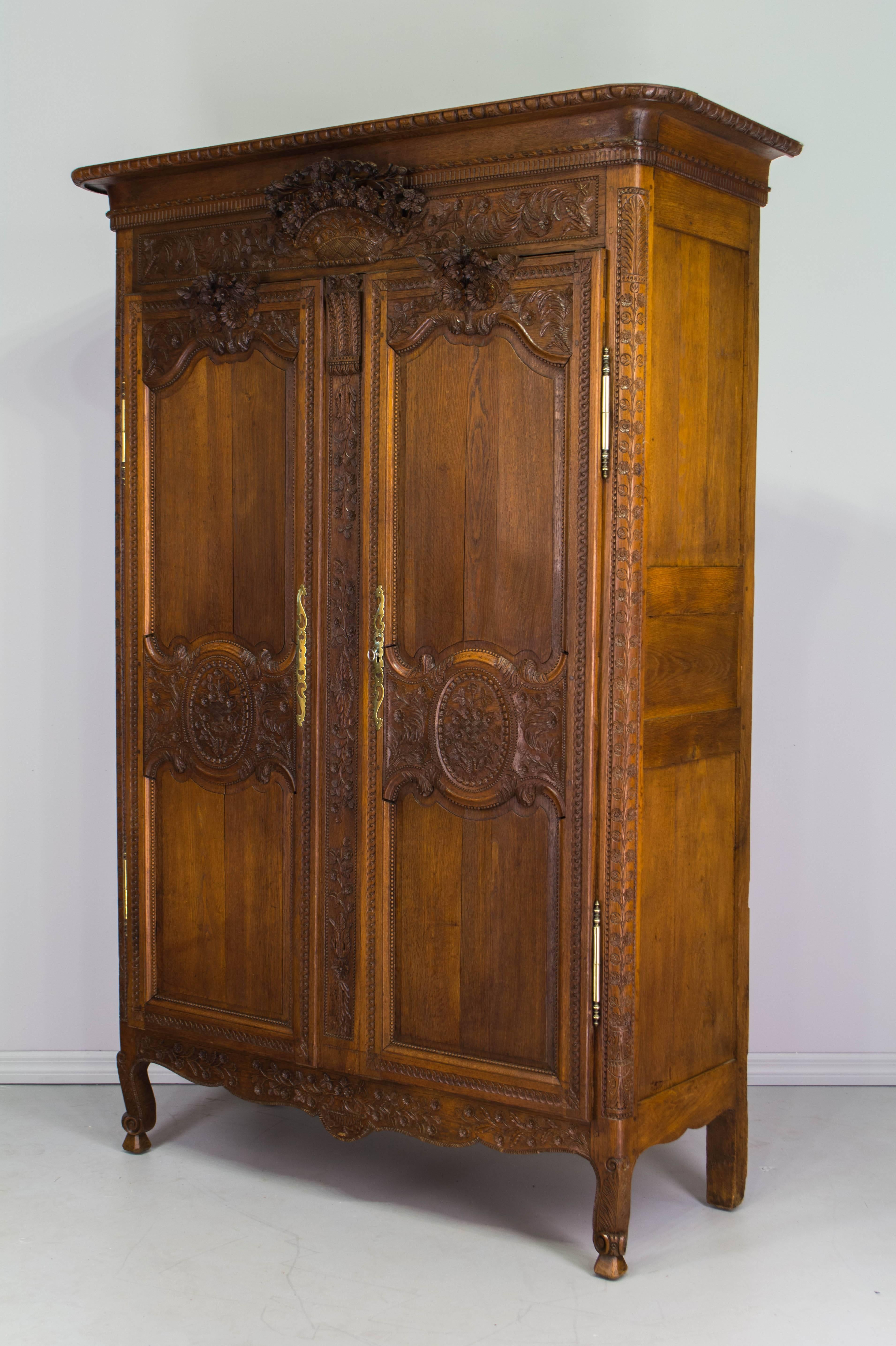 French 19th Century Louis XV Normandy Bridal Armoire