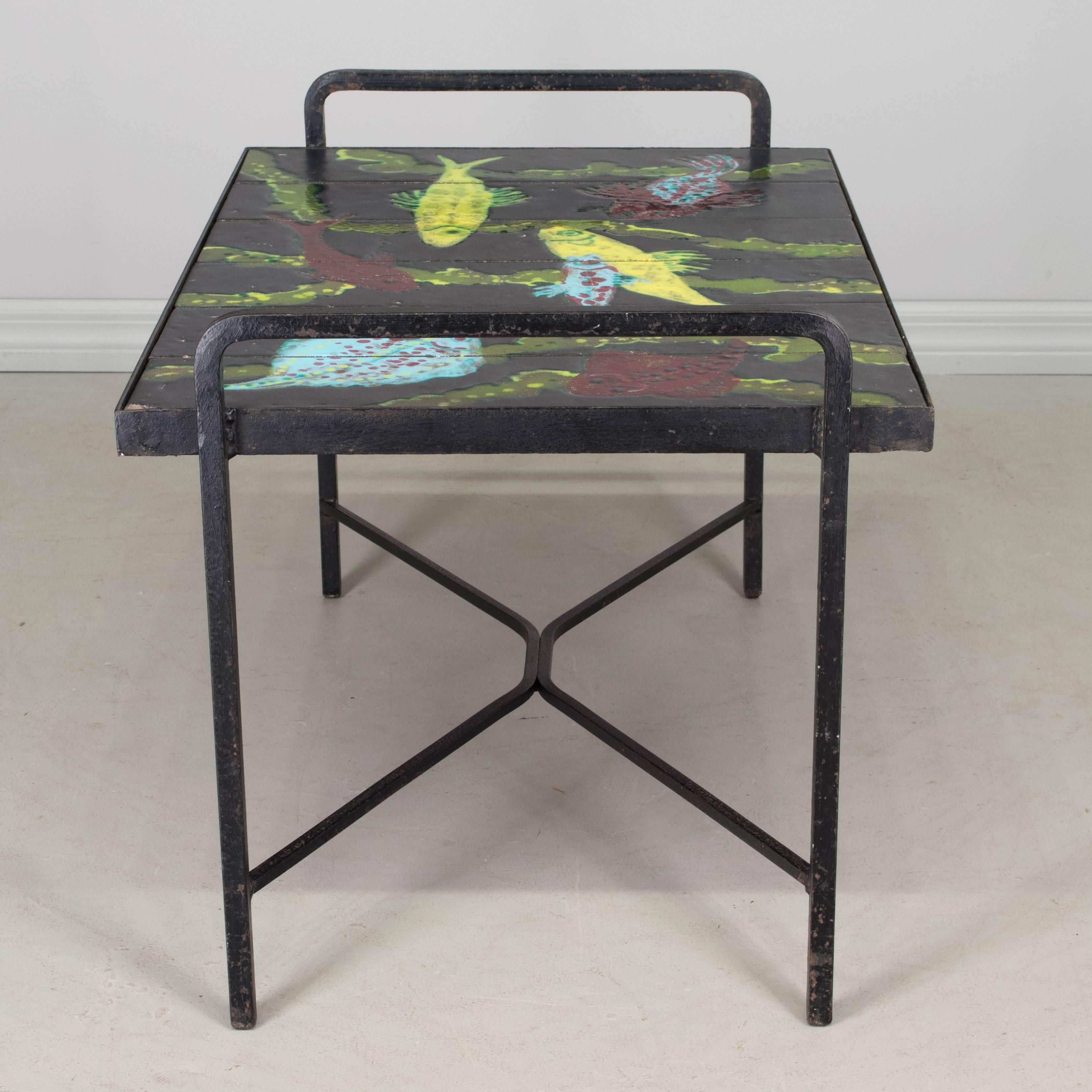 20th Century French Mid-Century Tile-Top Table