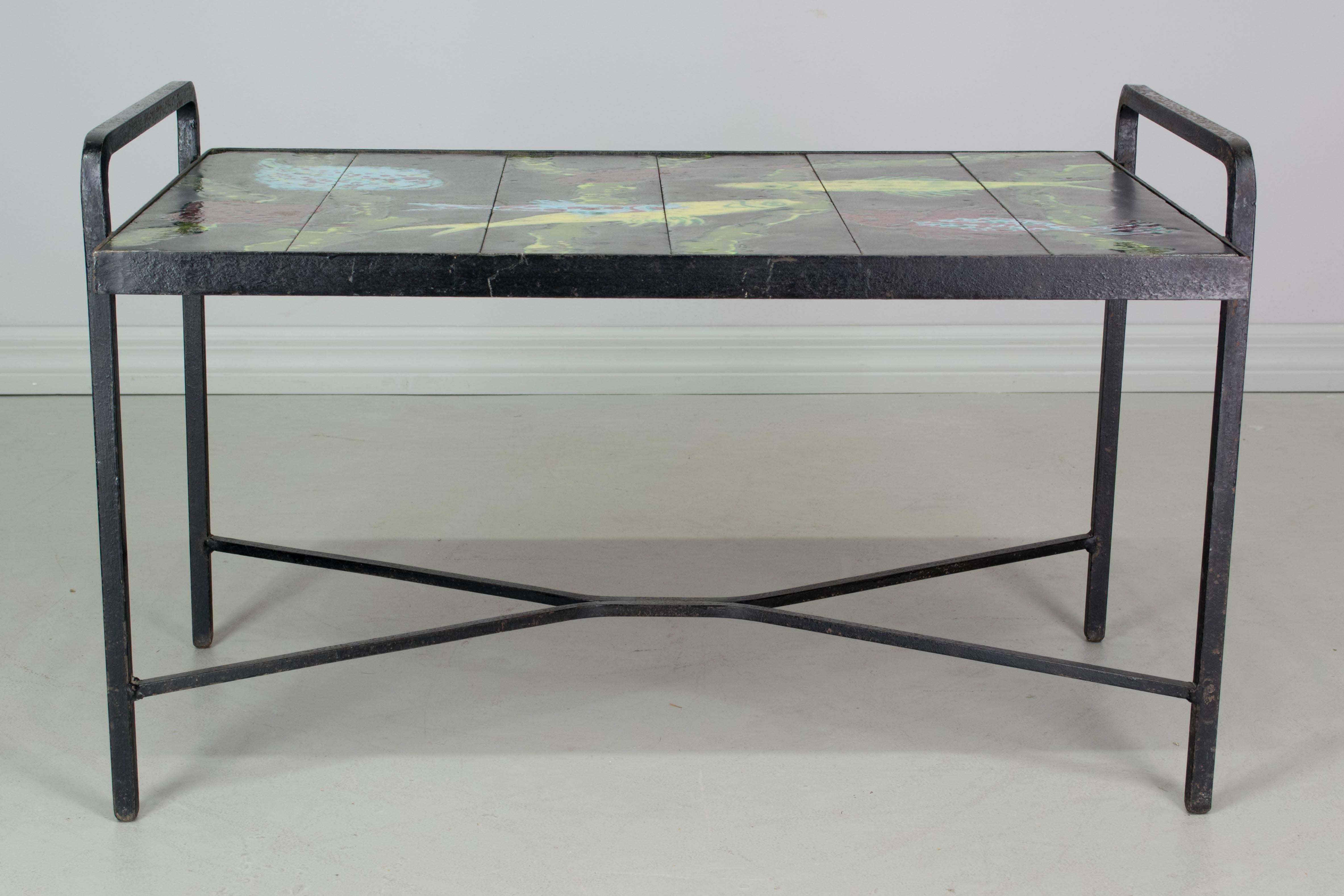 French Mid-Century Tile-Top Table 2