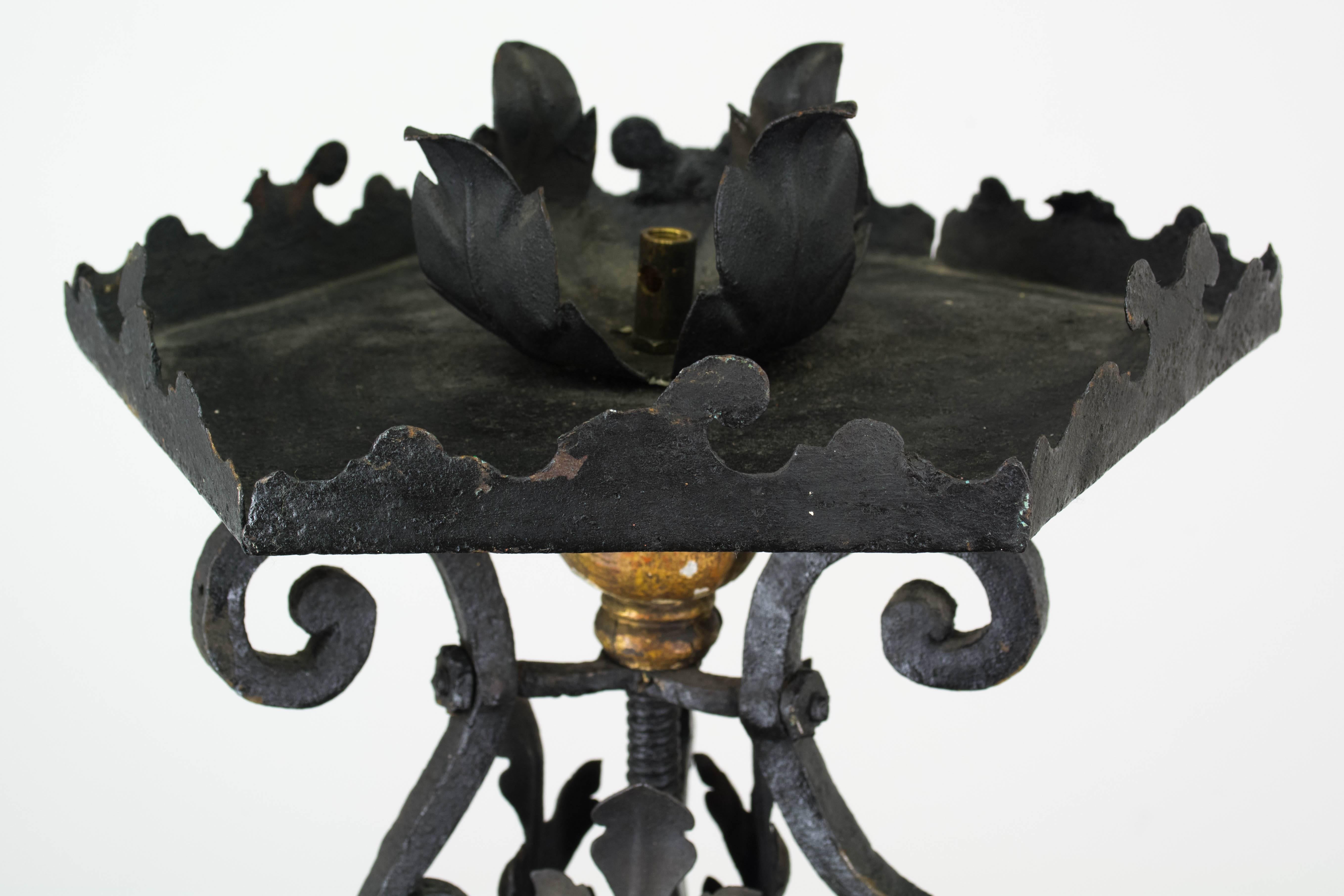 Pair of 19th Century Italian Wrought Iron Torchieres In Good Condition In Winter Park, FL