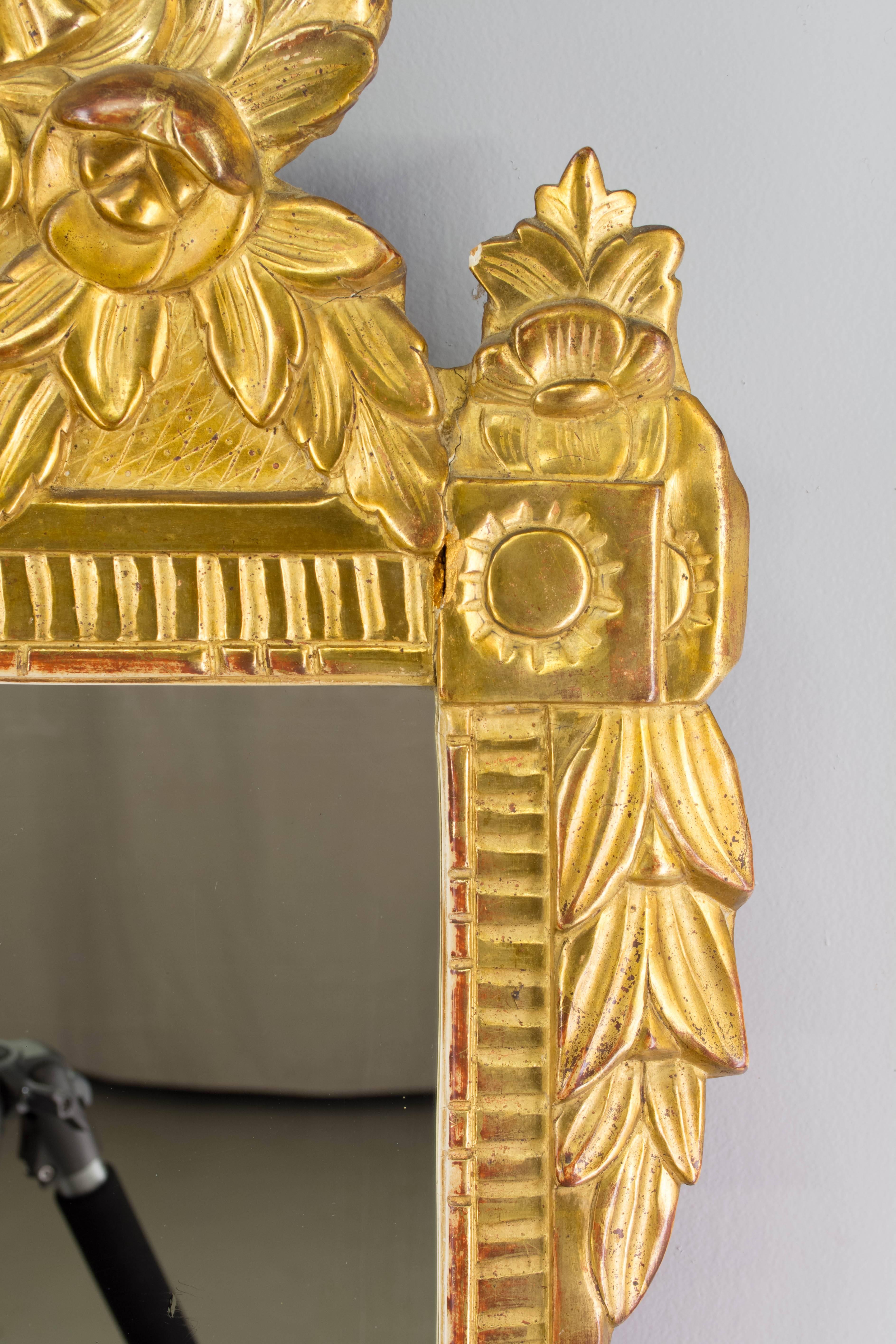 19th Century Louis XVI Style Gilded Mirror In Excellent Condition In Winter Park, FL