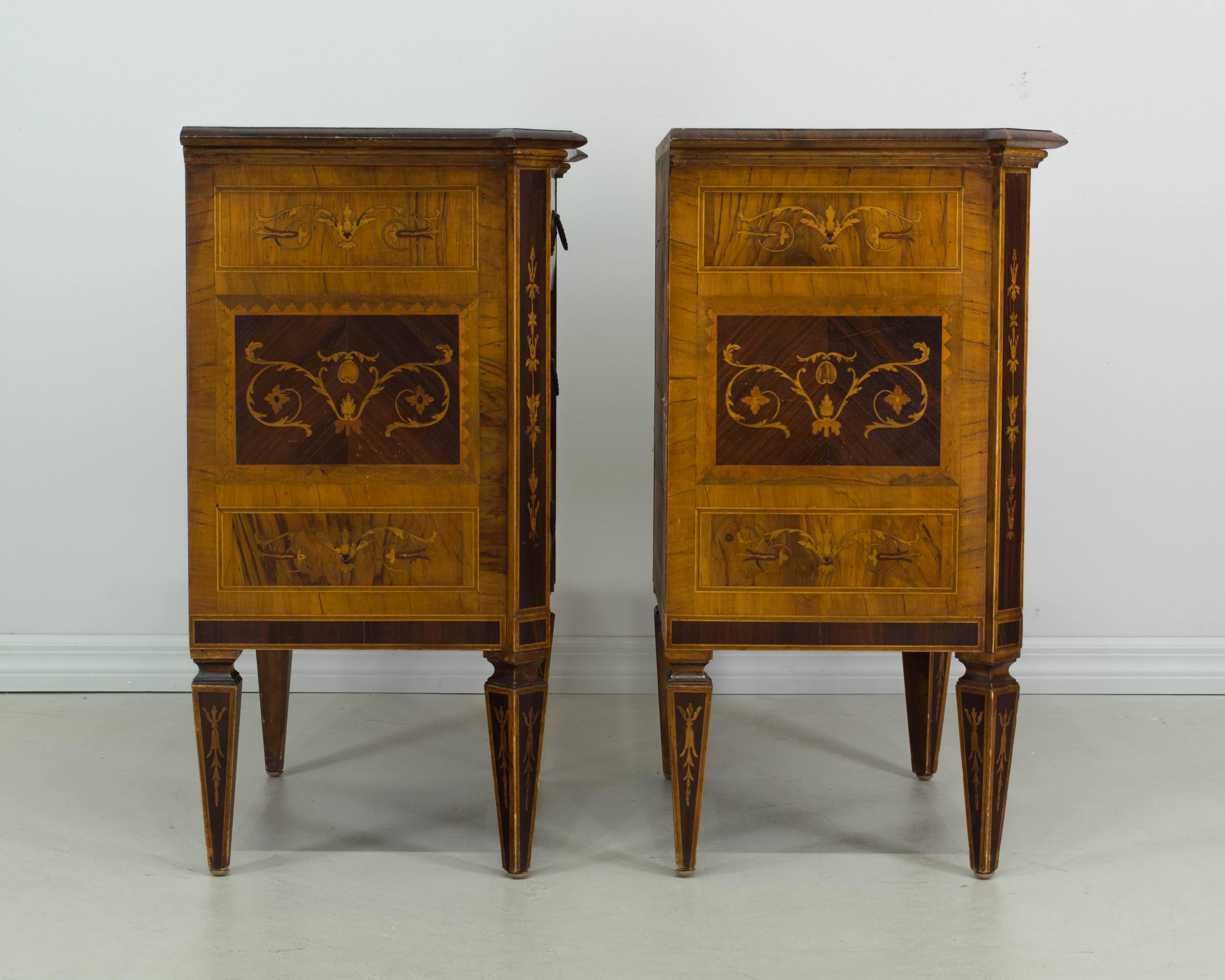 Pair of Italian Marquetry Commodes 1