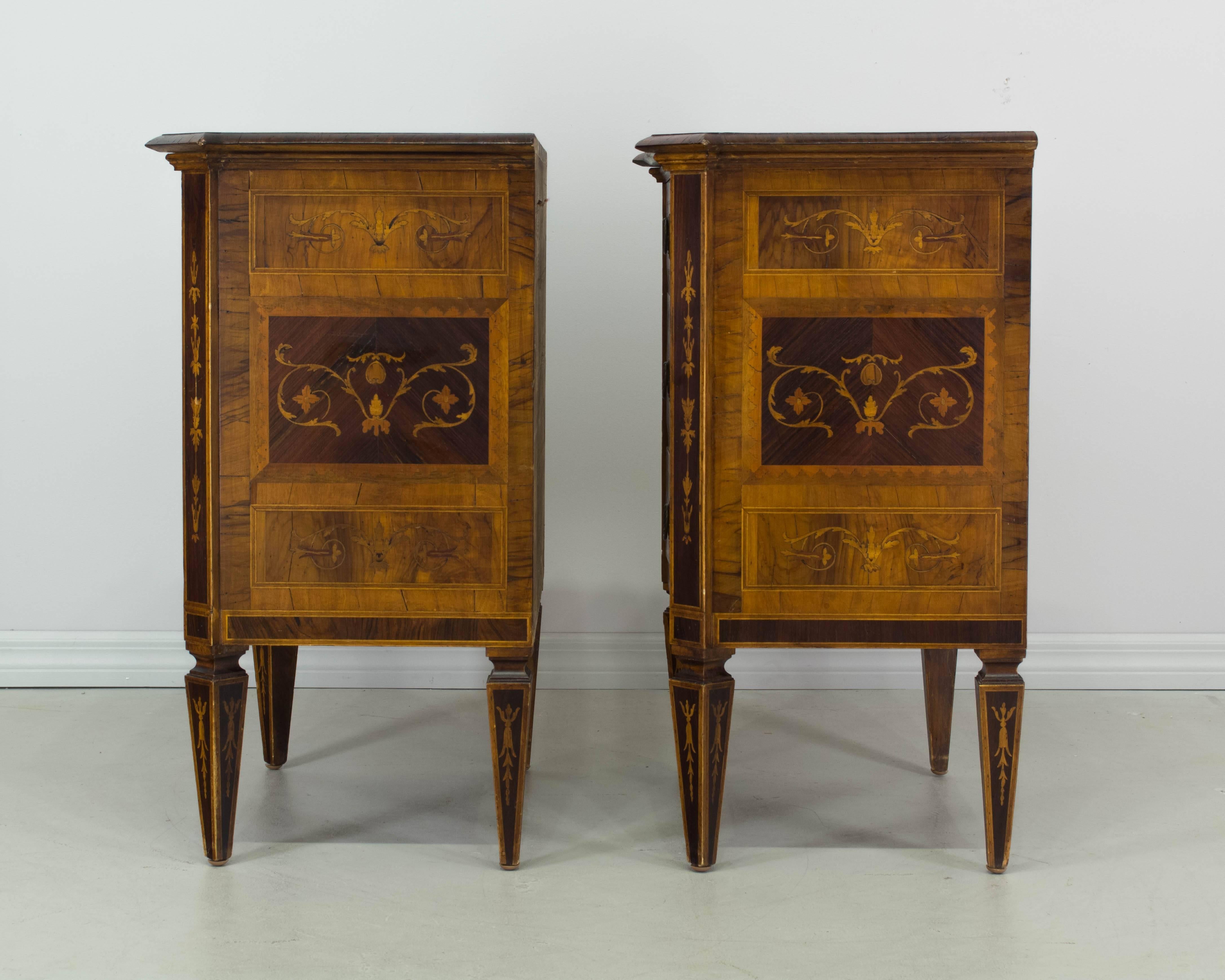 Pair of Italian Marquetry Commodes 2