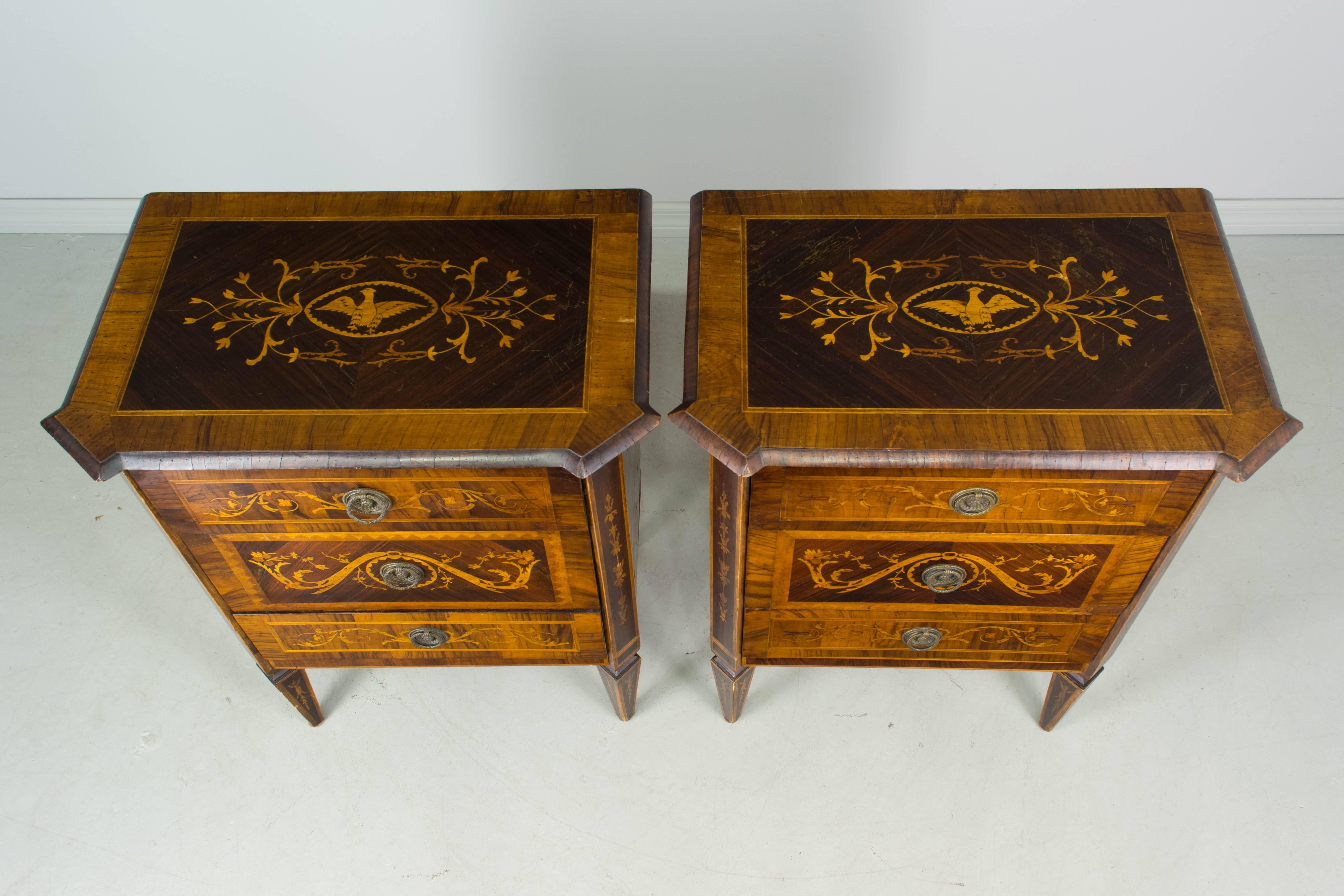 Pair of Italian Marquetry Commodes 4