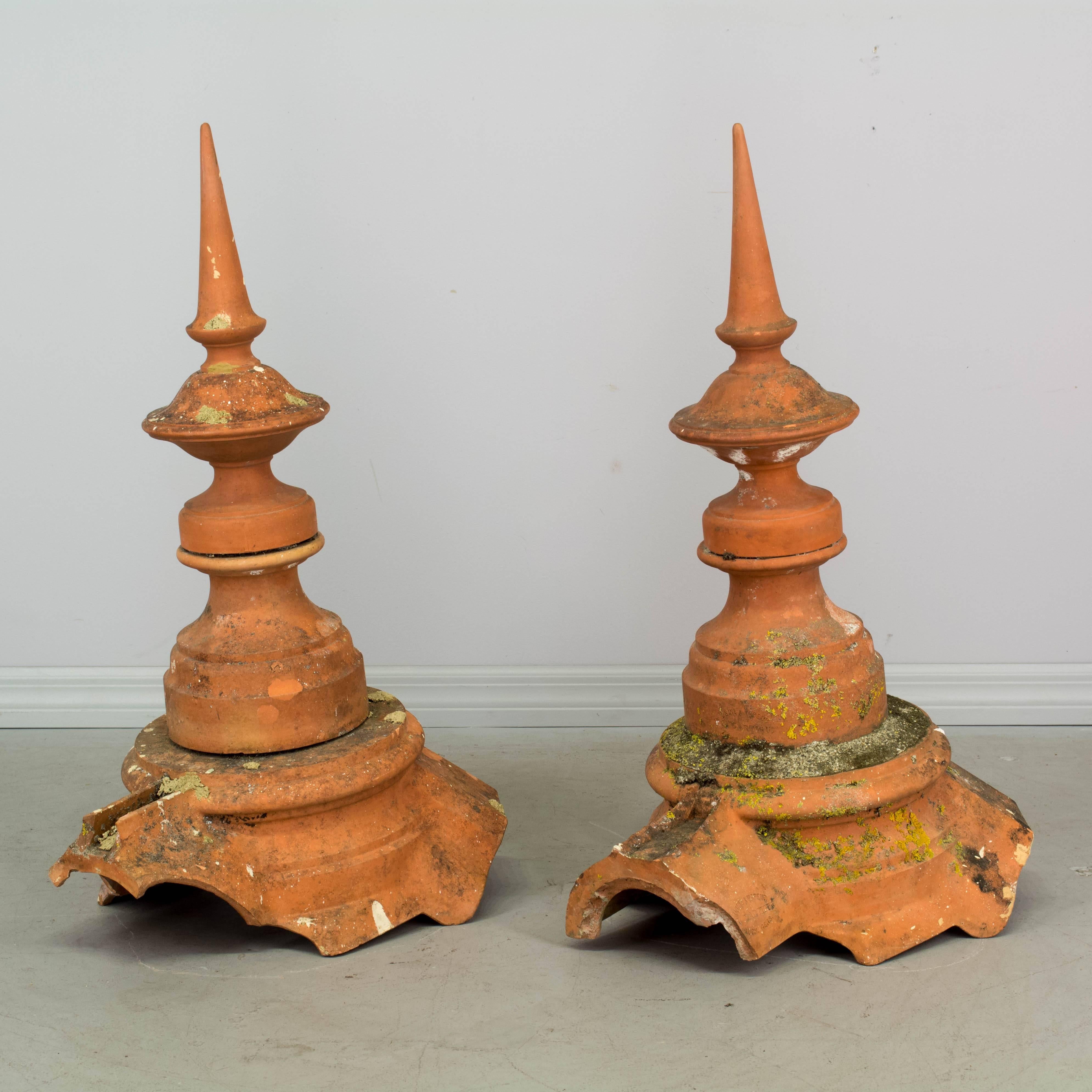 Pair of French Terracotta Roof Spires In Good Condition In Winter Park, FL