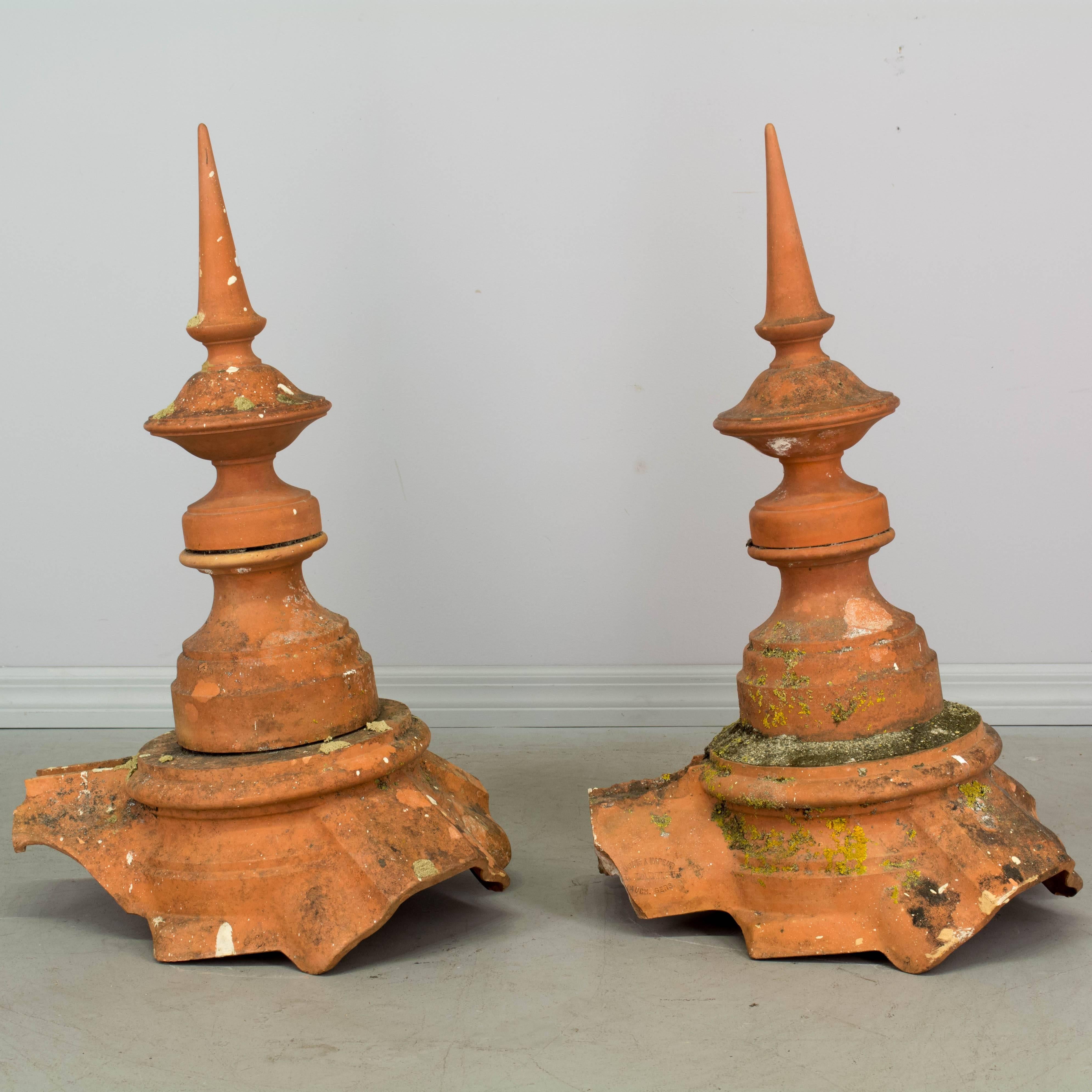 Pair of French Terracotta Roof Spires 1