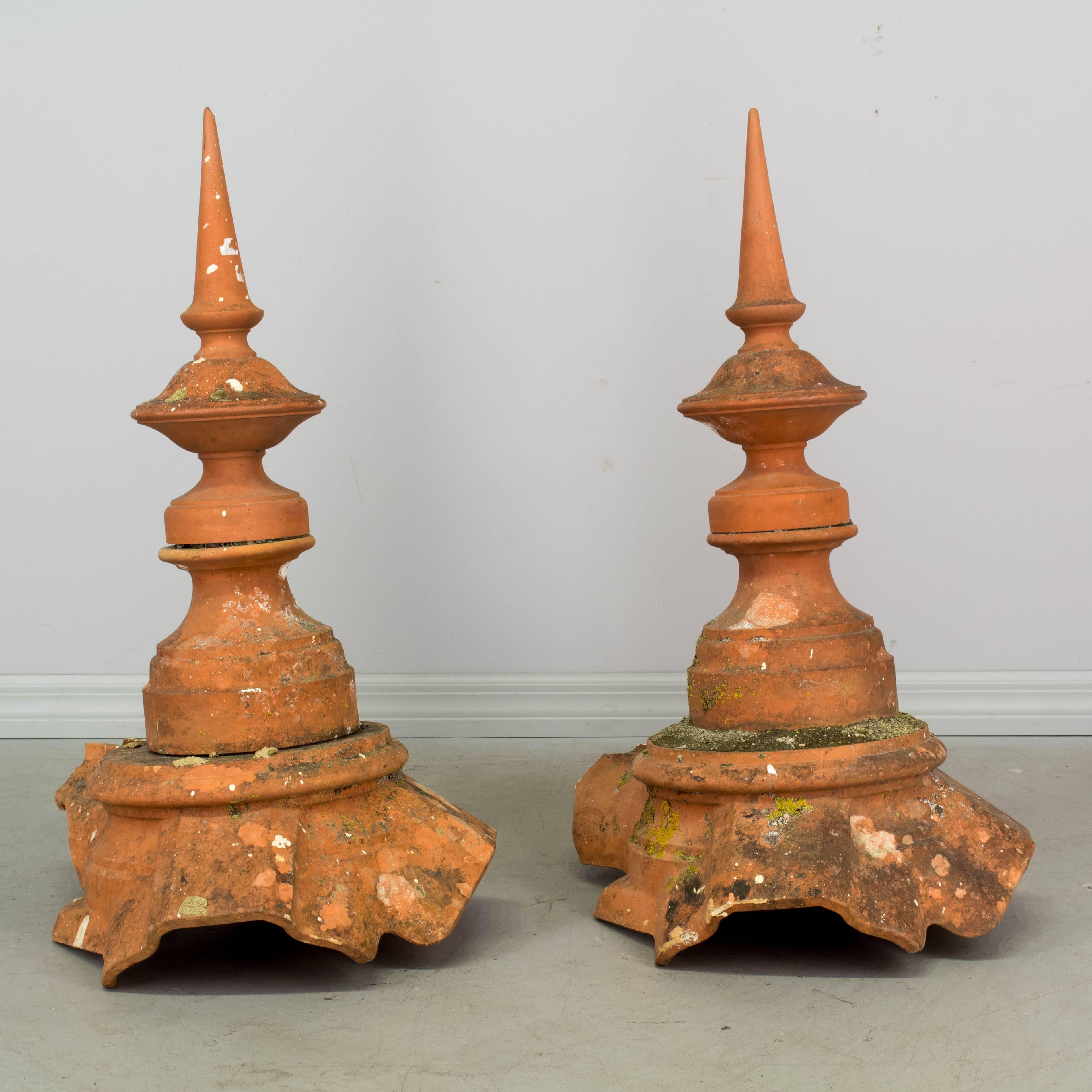 Pair of French Terracotta Roof Spires 2