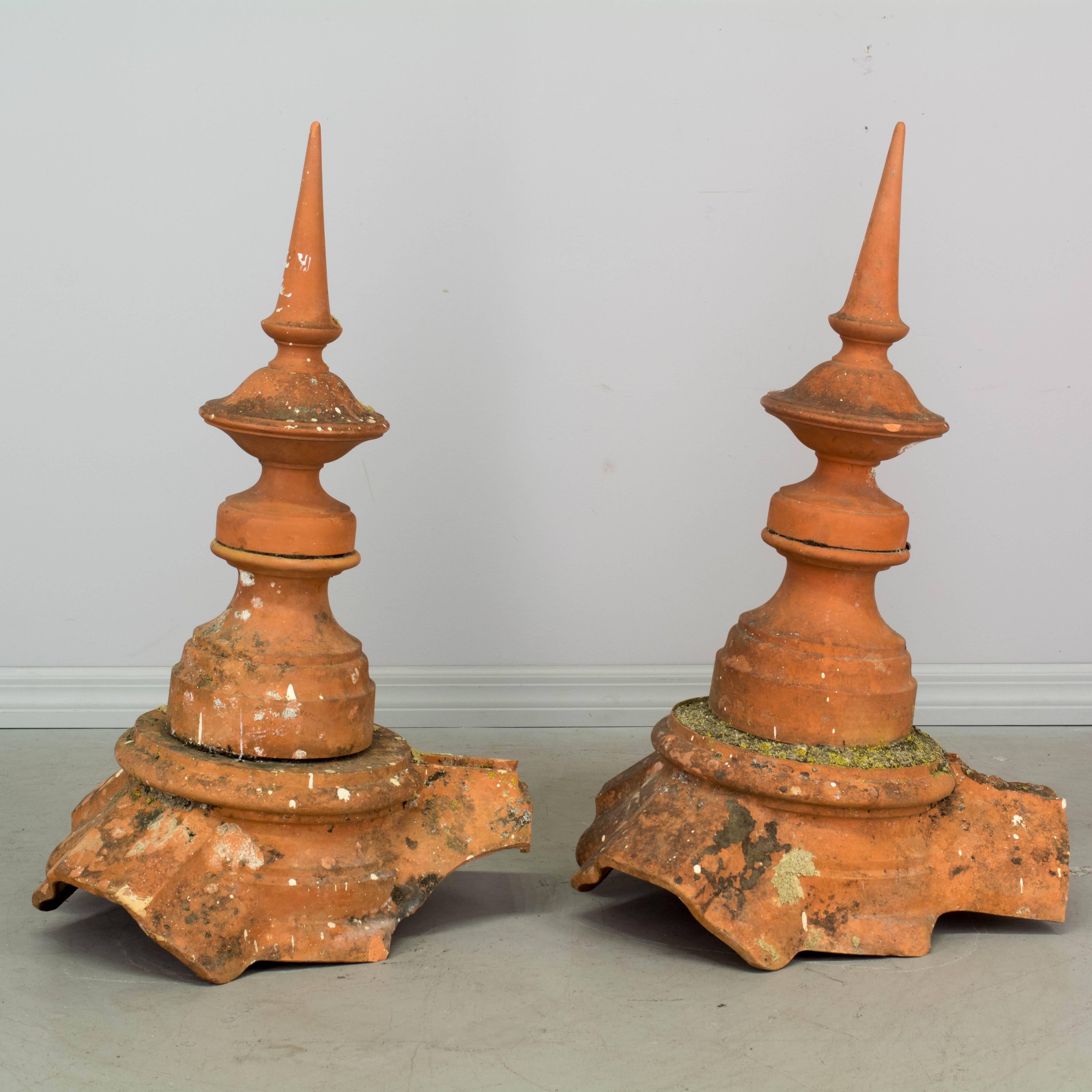 Pair of French Terracotta Roof Spires 3