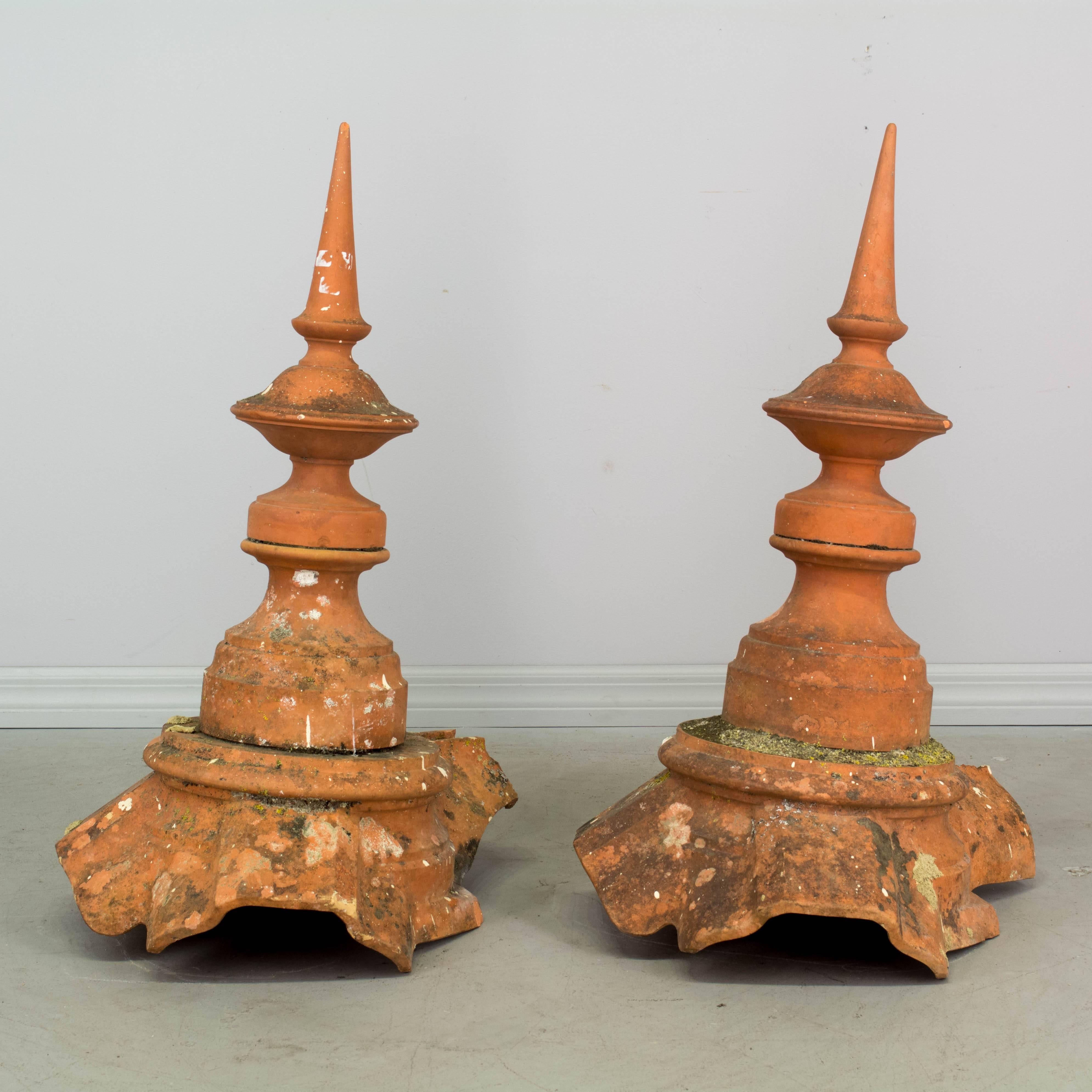 Pair of French Terracotta Roof Spires 4