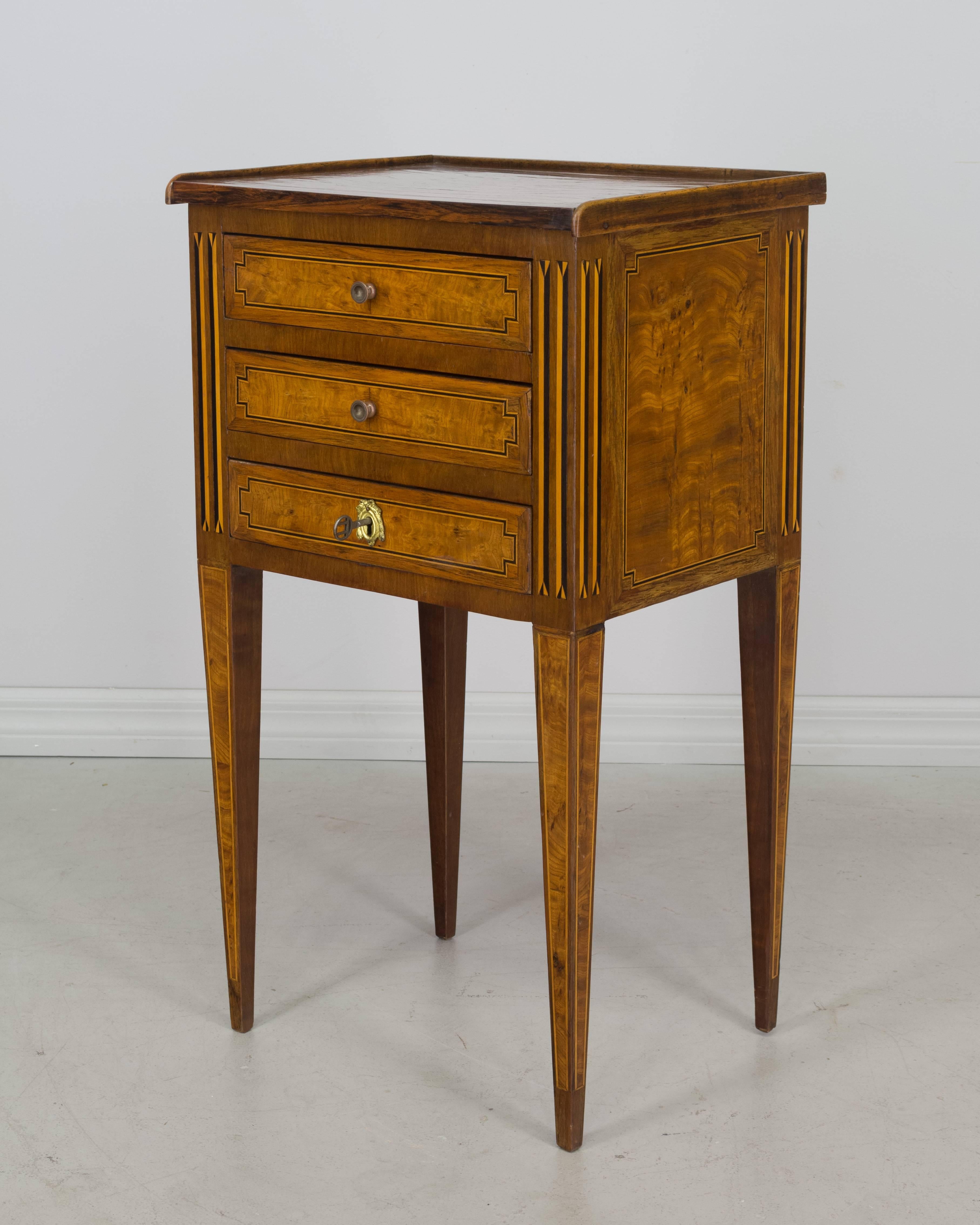 French Louis XVI Style Marquetry Side Table