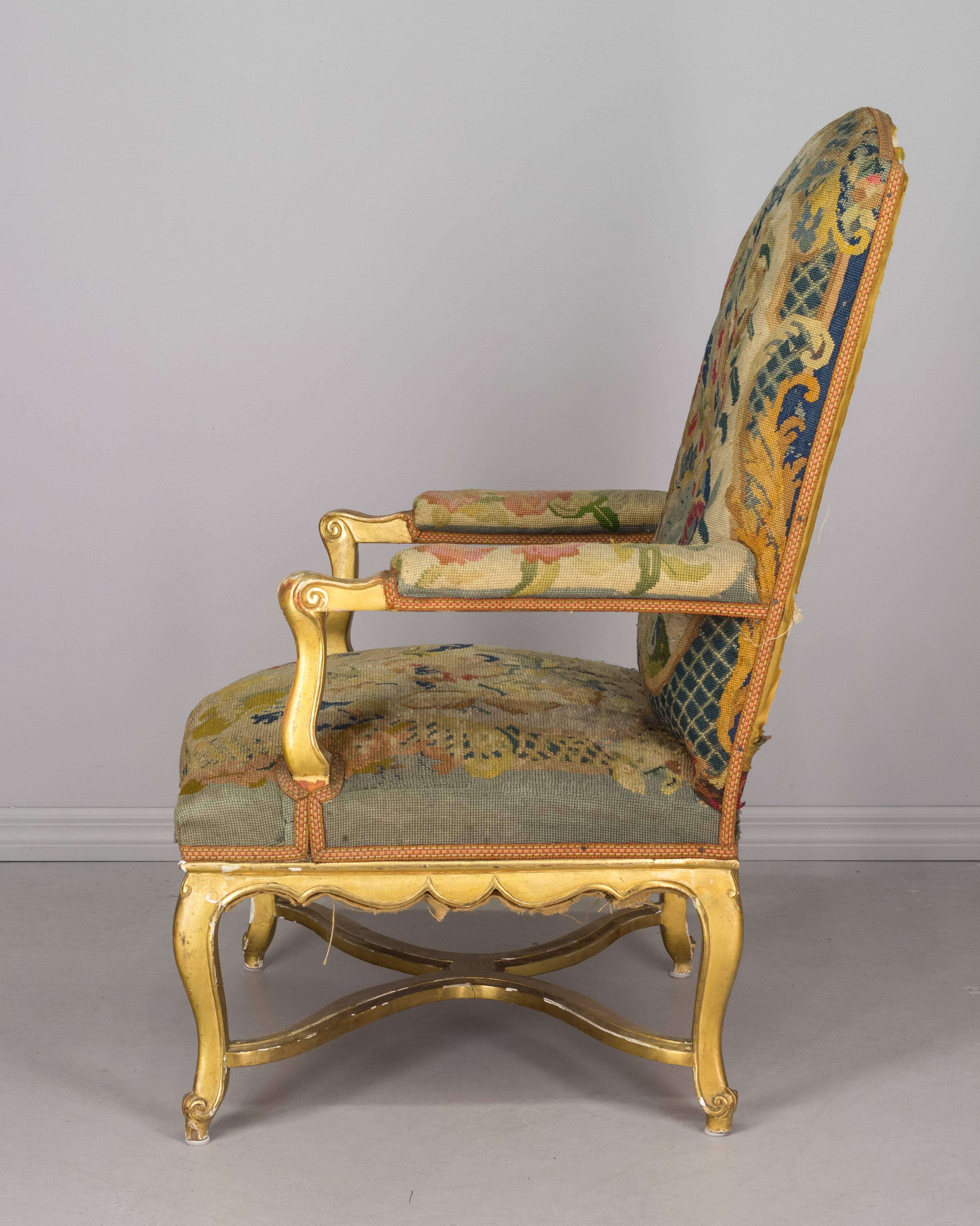 19th Century French Gilded Fauteuil or Armchair 1