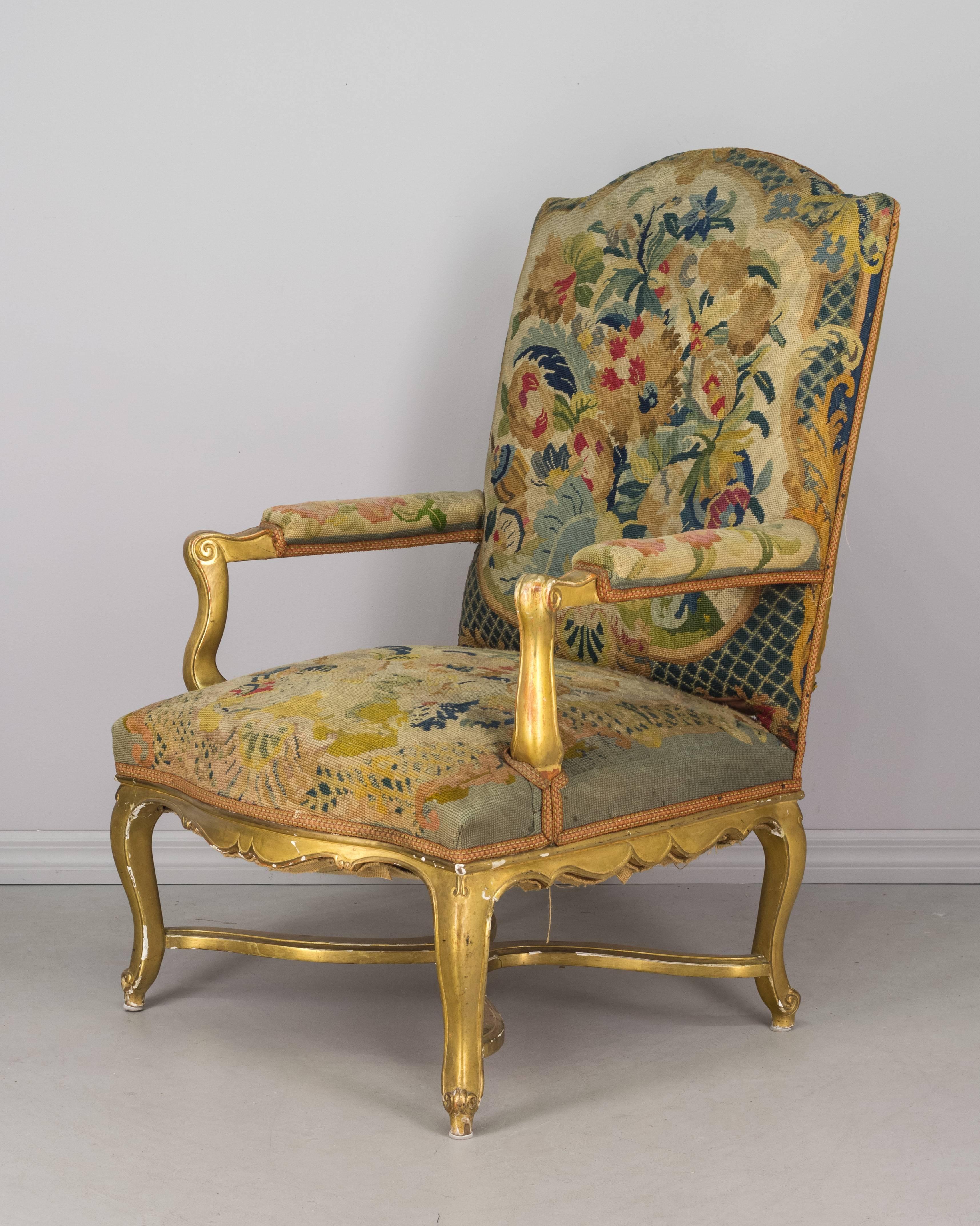 19th Century French Gilded Fauteuil or Armchair In Excellent Condition In Winter Park, FL