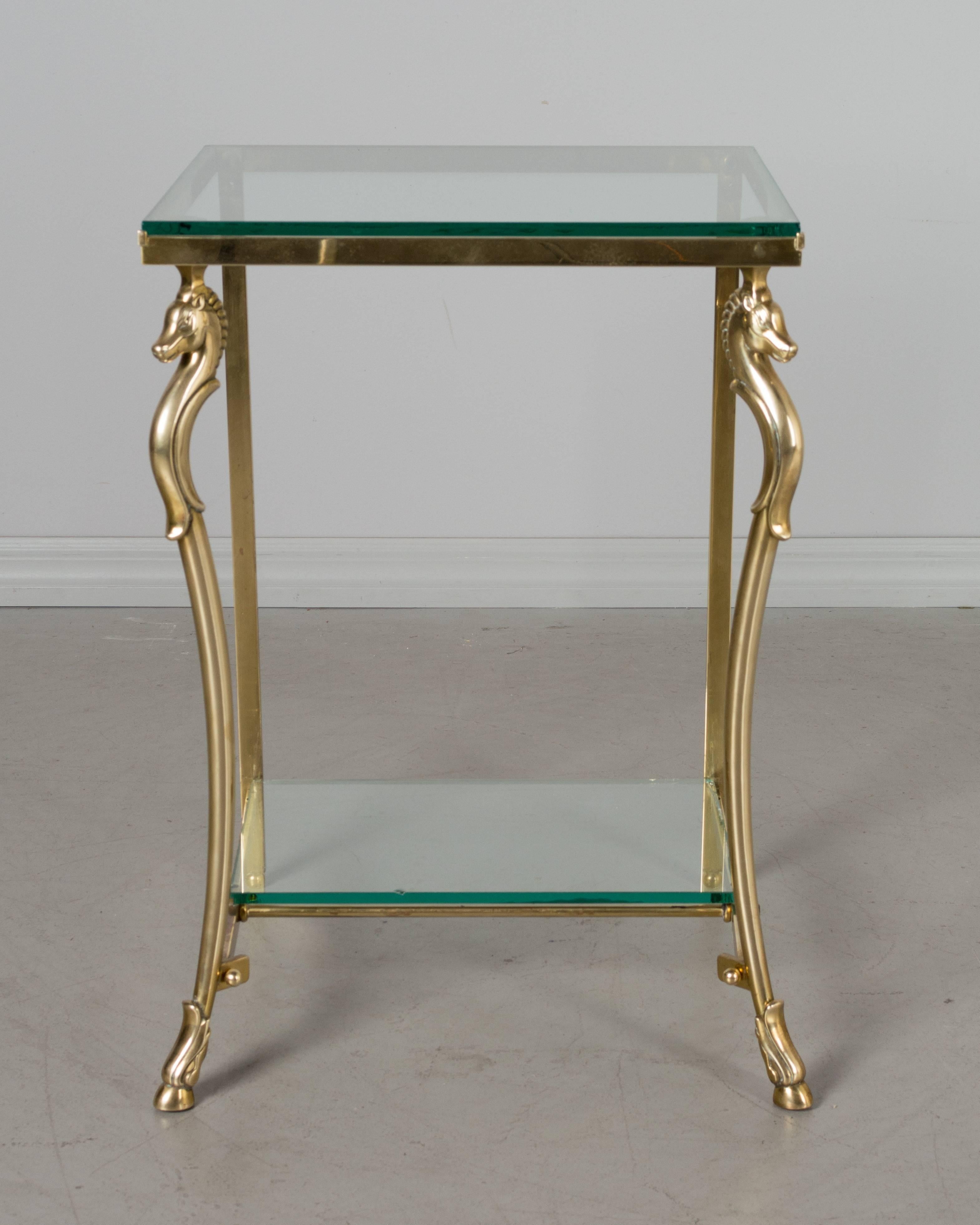 French Pair of Maison Jansen Brass Side Tables