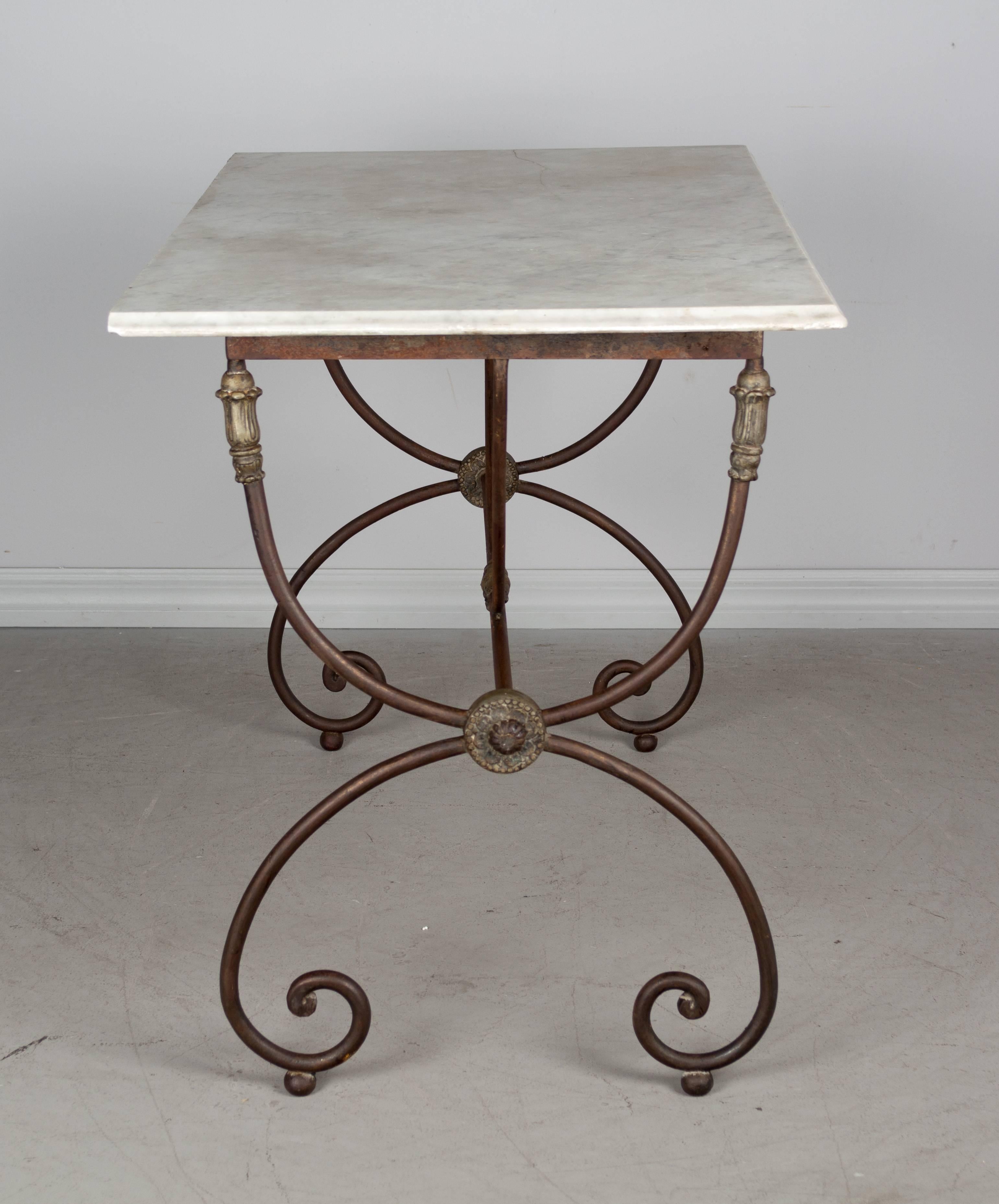 French Wrought Iron Marble-Top Table In Good Condition In Winter Park, FL