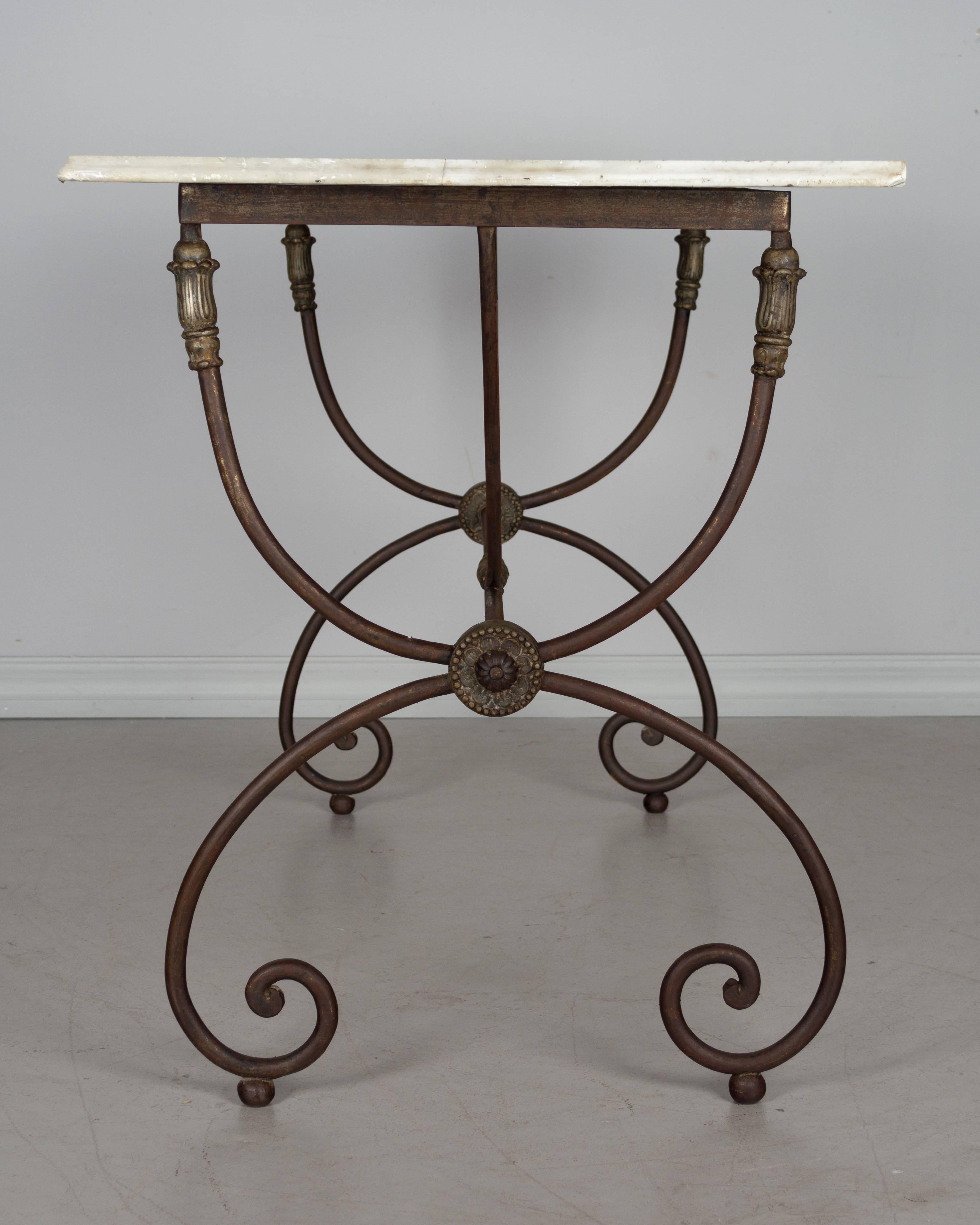 French Wrought Iron Marble-Top Table 2
