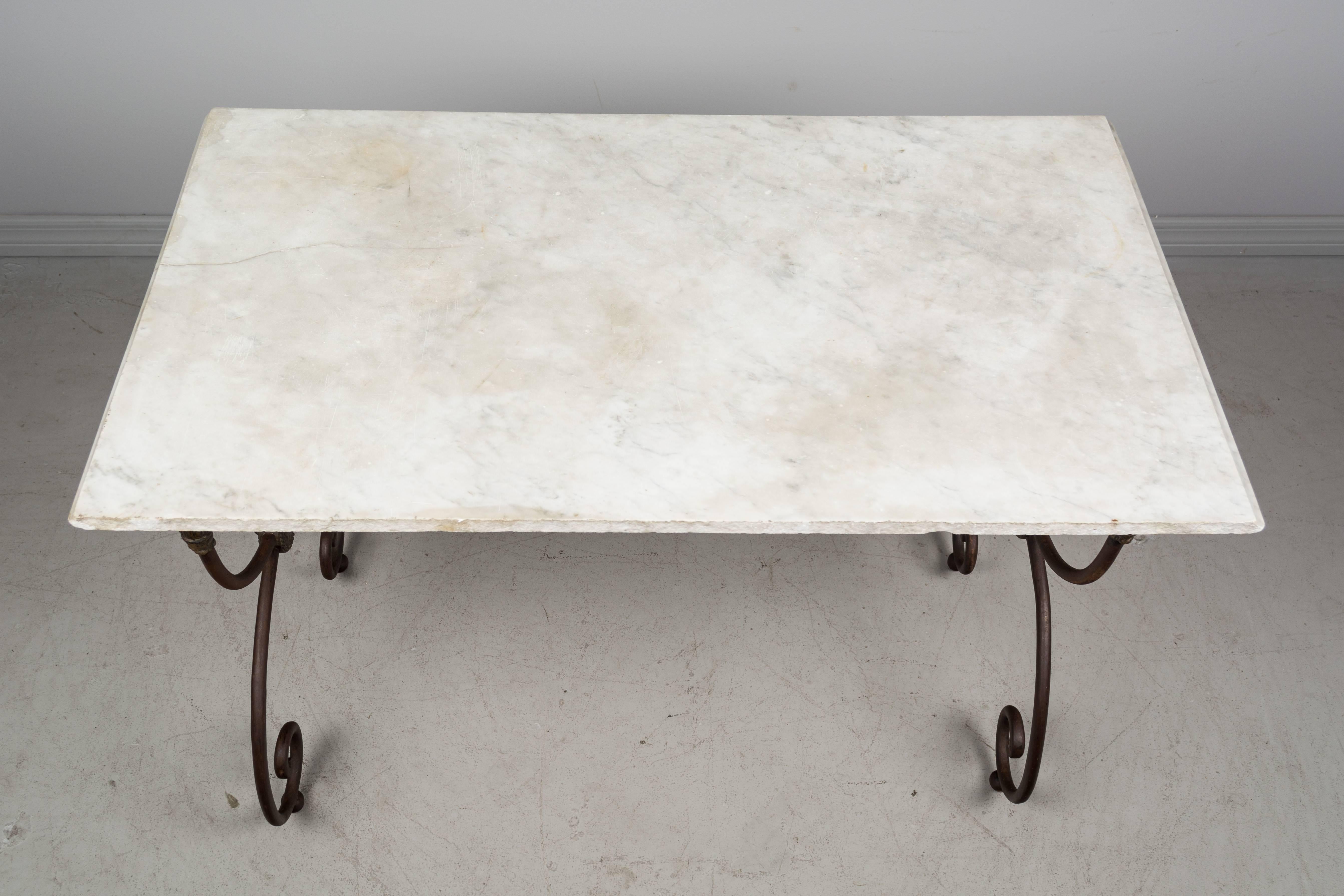 French Wrought Iron Marble-Top Table 3