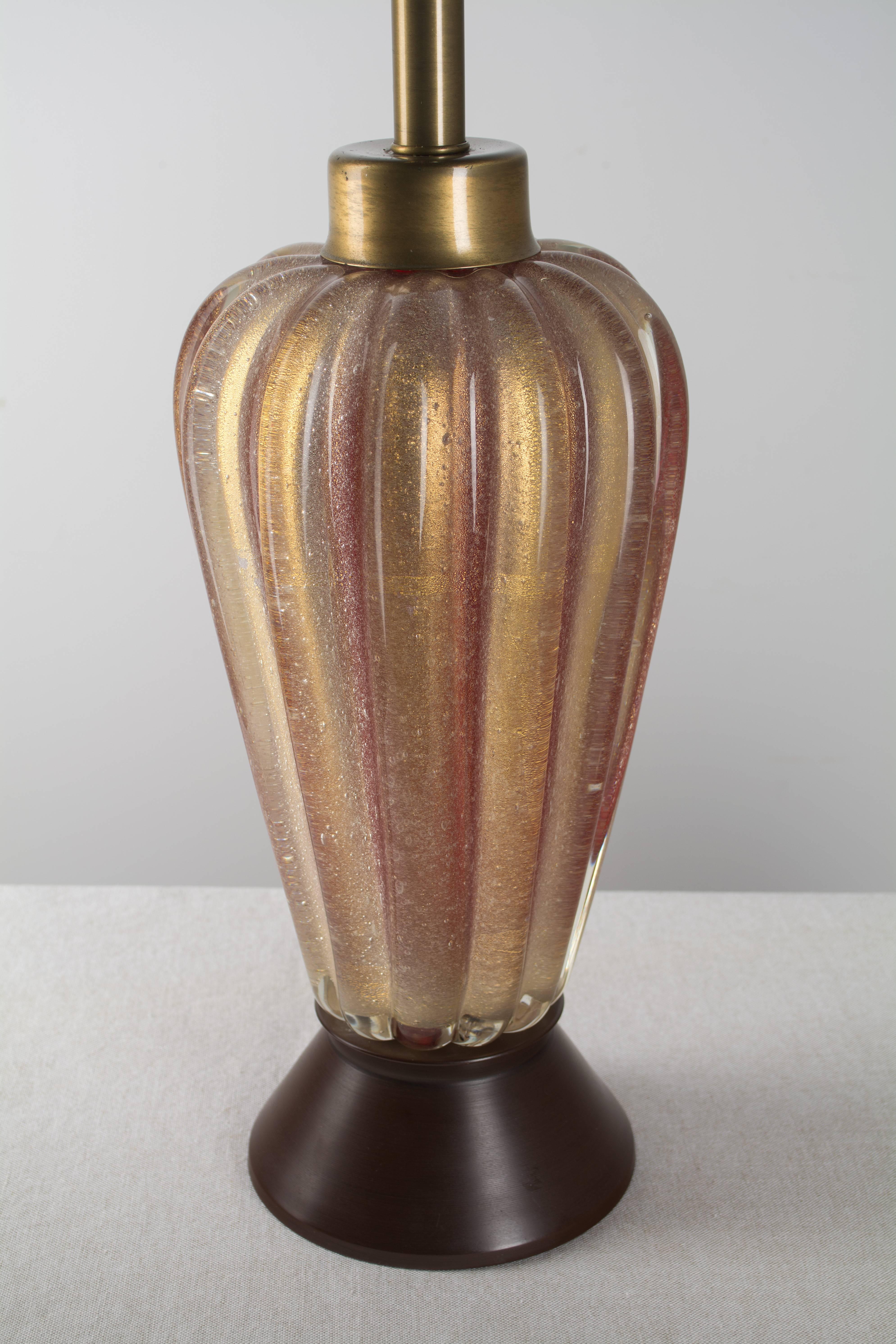 Italian Murano Glass Seguso Mid Century Lamp For Sale