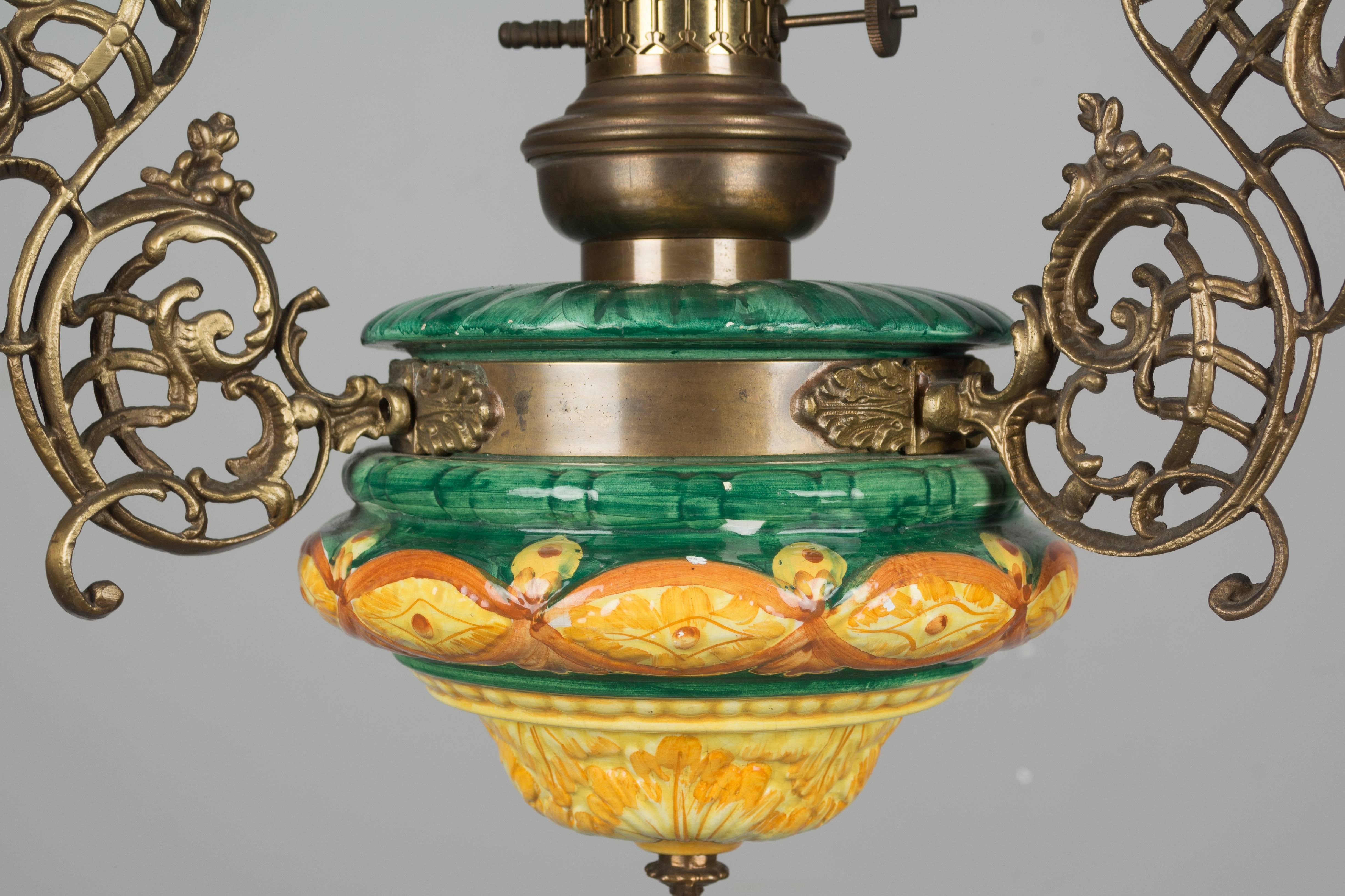 19th Century French Hanging Oil Lamp 3
