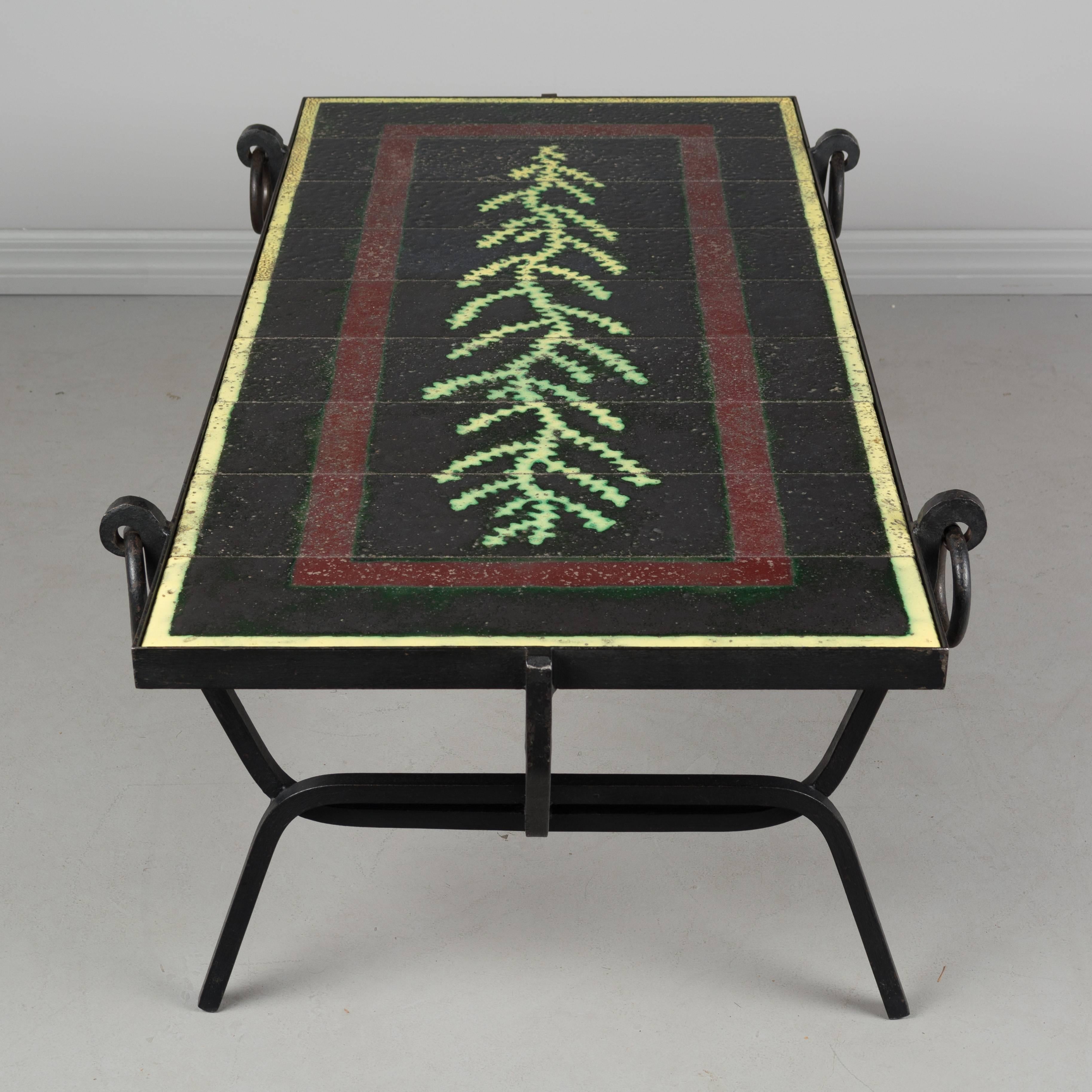 Jacques Adnet Lava Stone Iron Table In Good Condition In Winter Park, FL