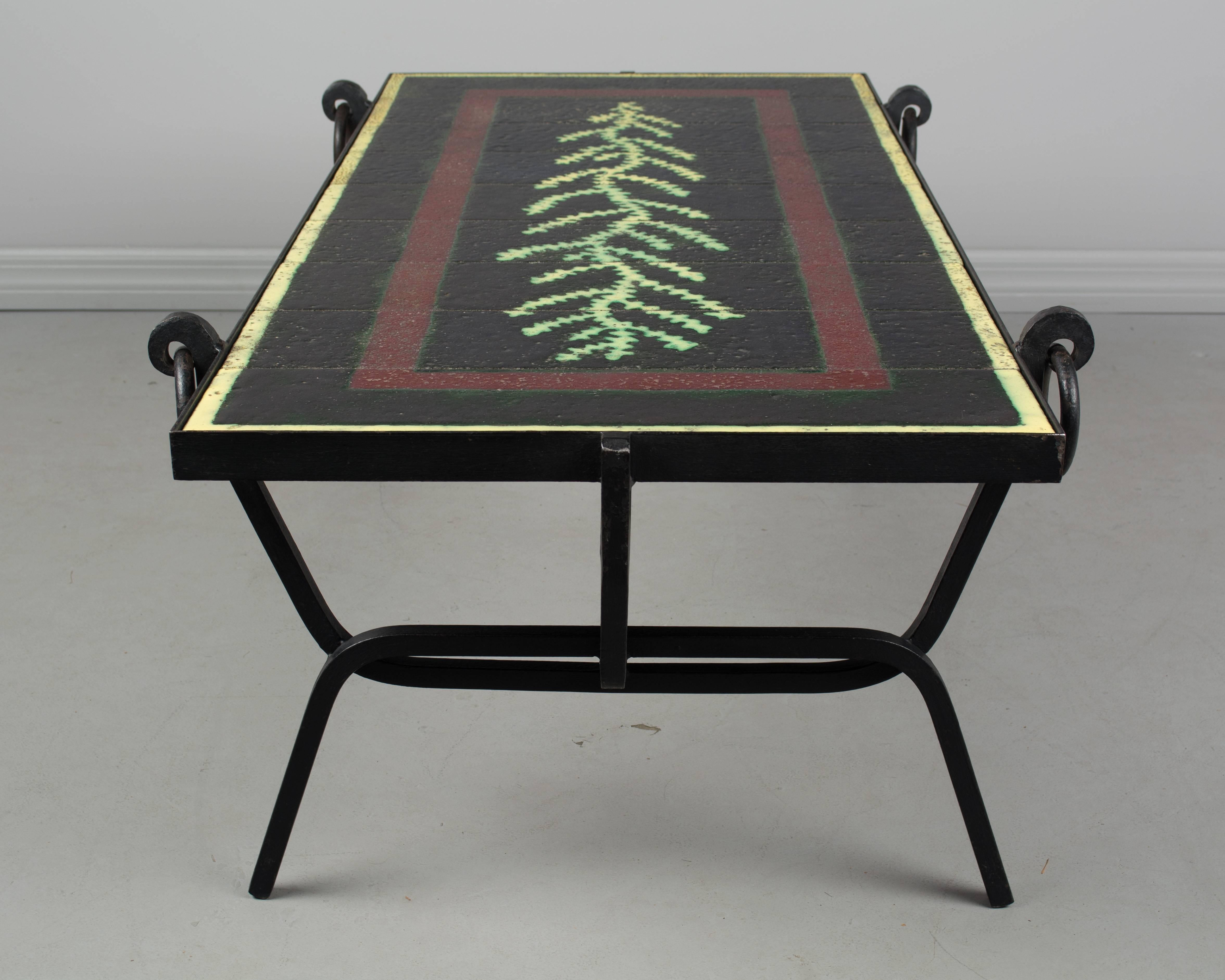 20th Century Jacques Adnet Lava Stone Iron Table