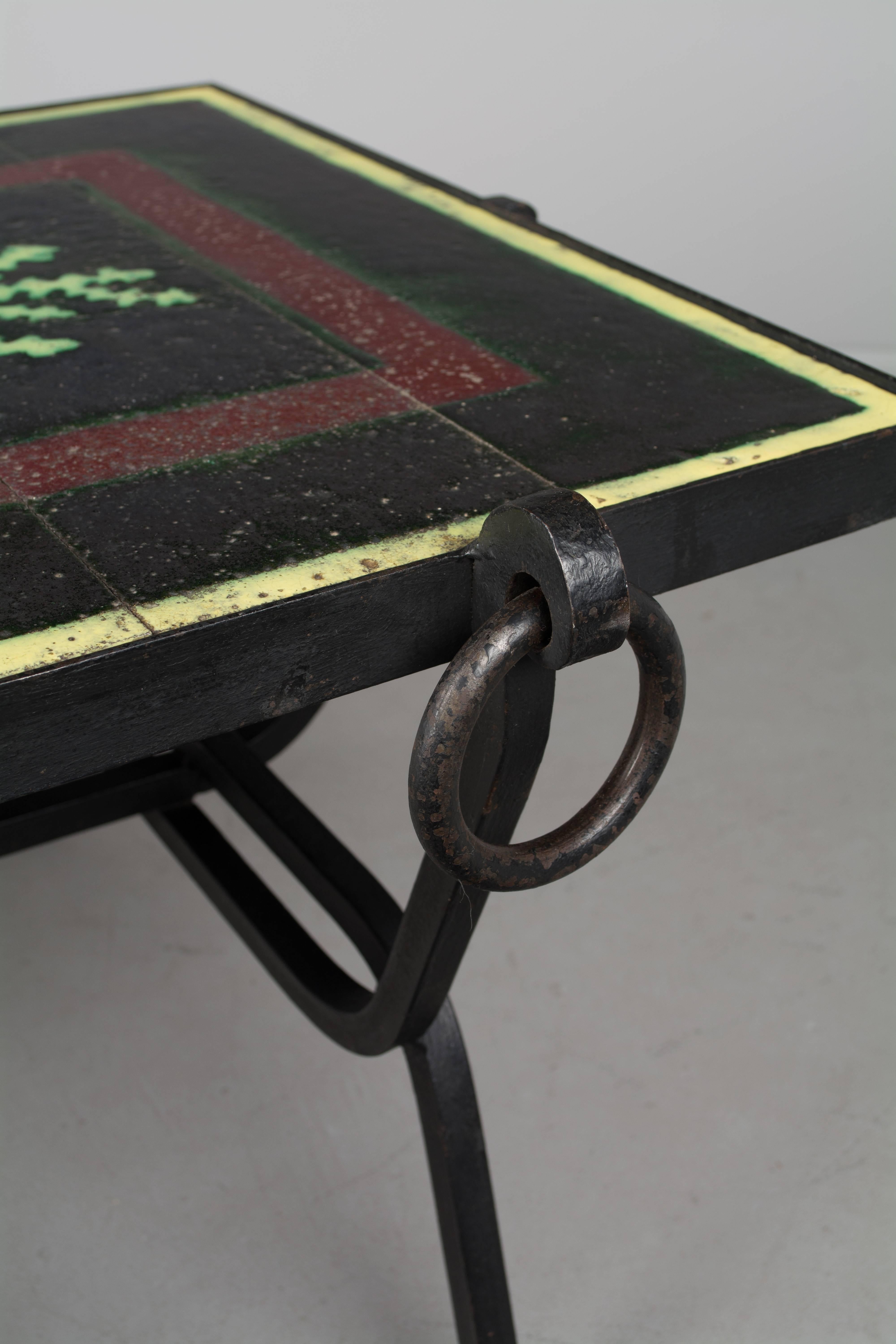 Jacques Adnet Lava Stone Iron Table 1