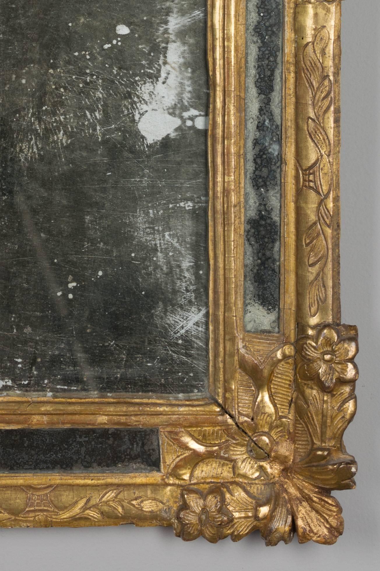 18th Century and Earlier 18th Century French Regence Gilded Mirror