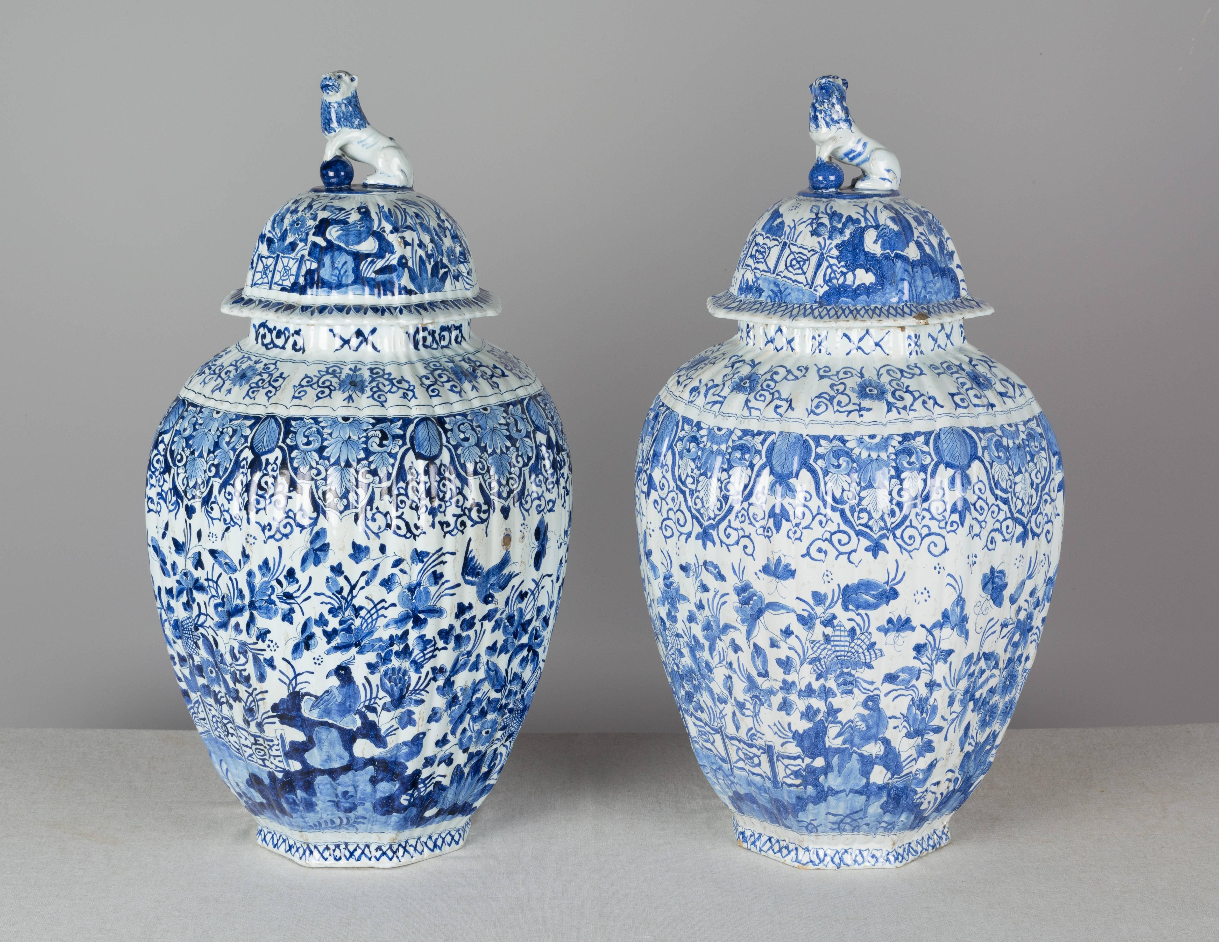 18th Century and Earlier Pair of Large 17th Century Delft Jars