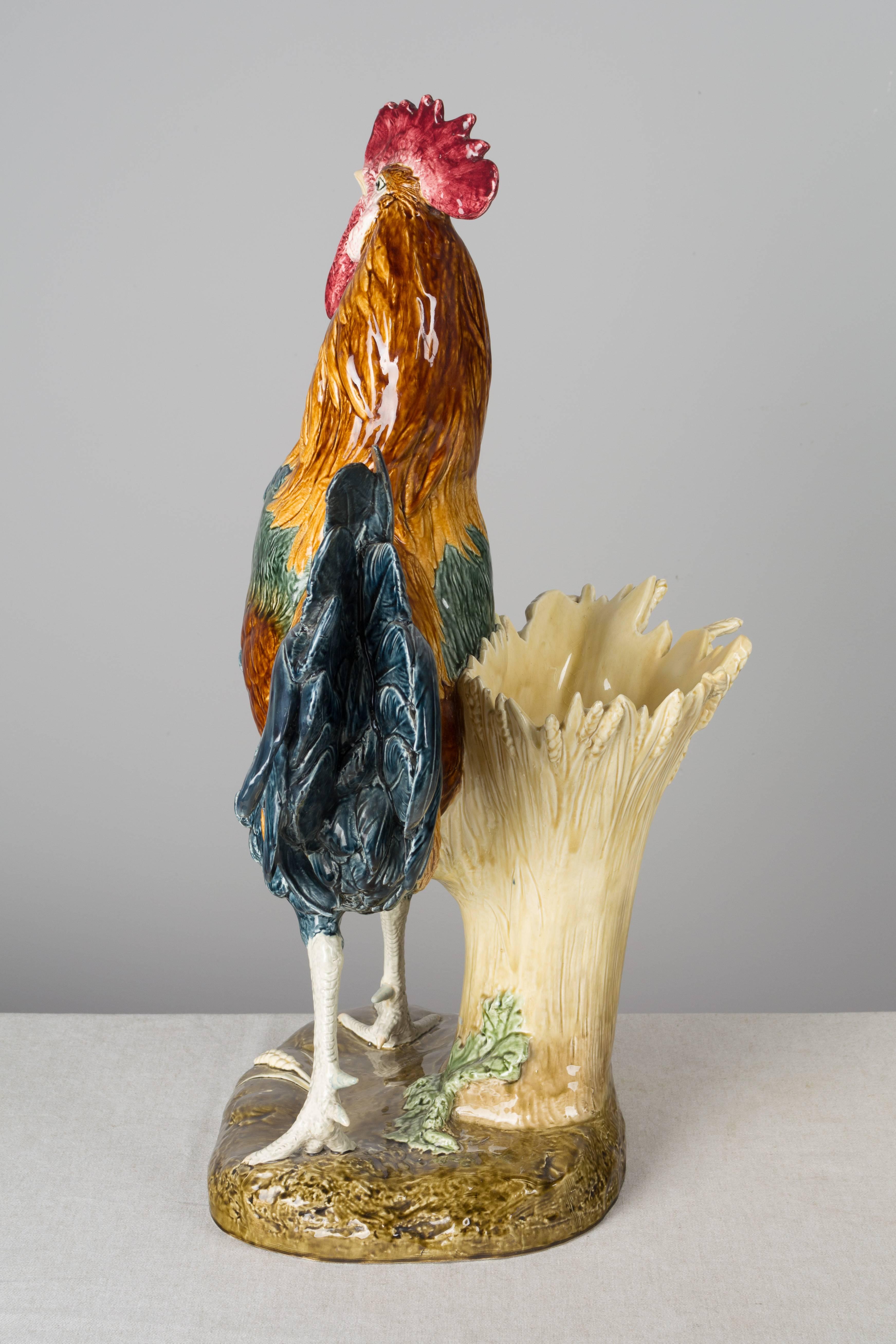 19th Century French Majolica Rooster 3