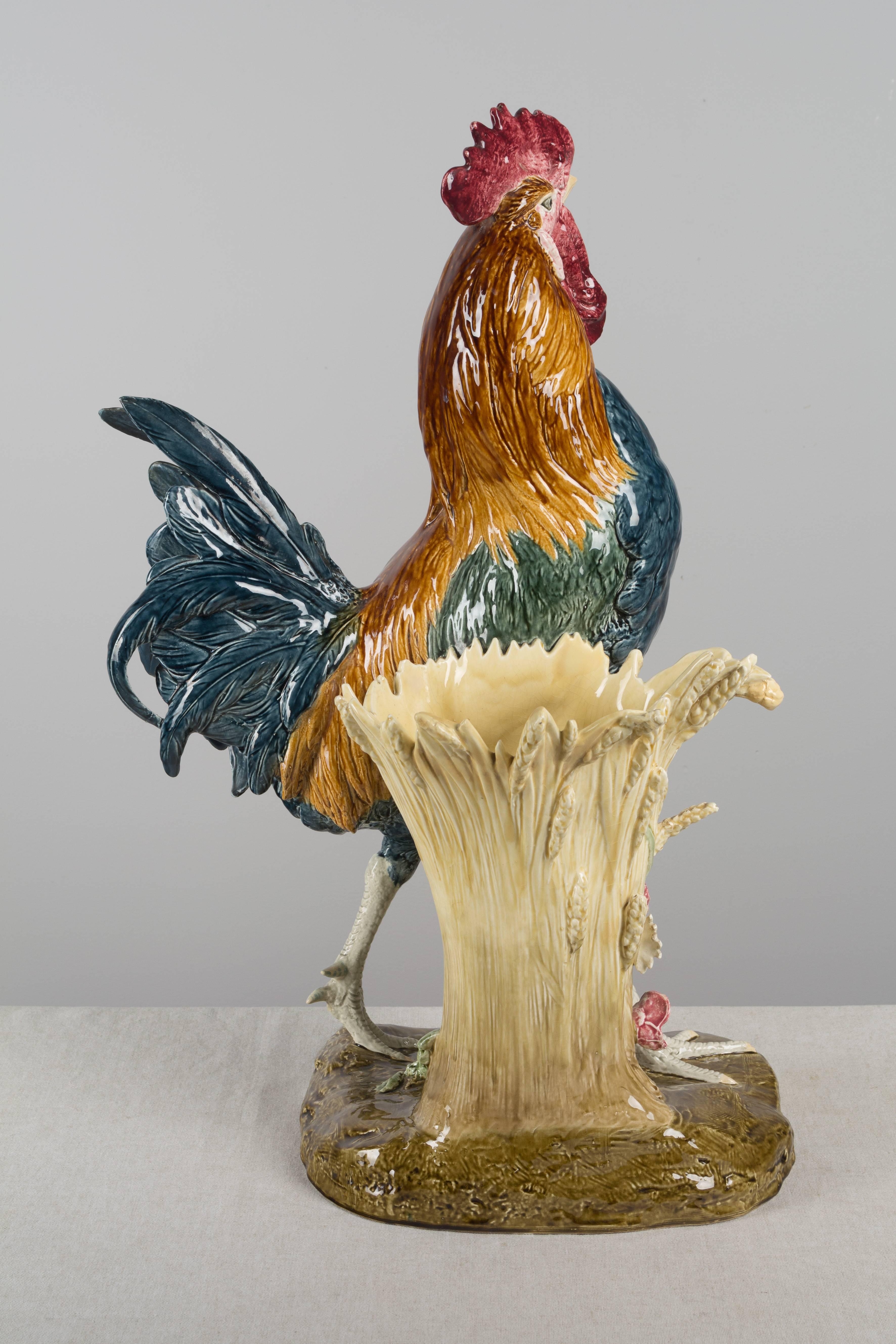 19th Century French Majolica Rooster 1