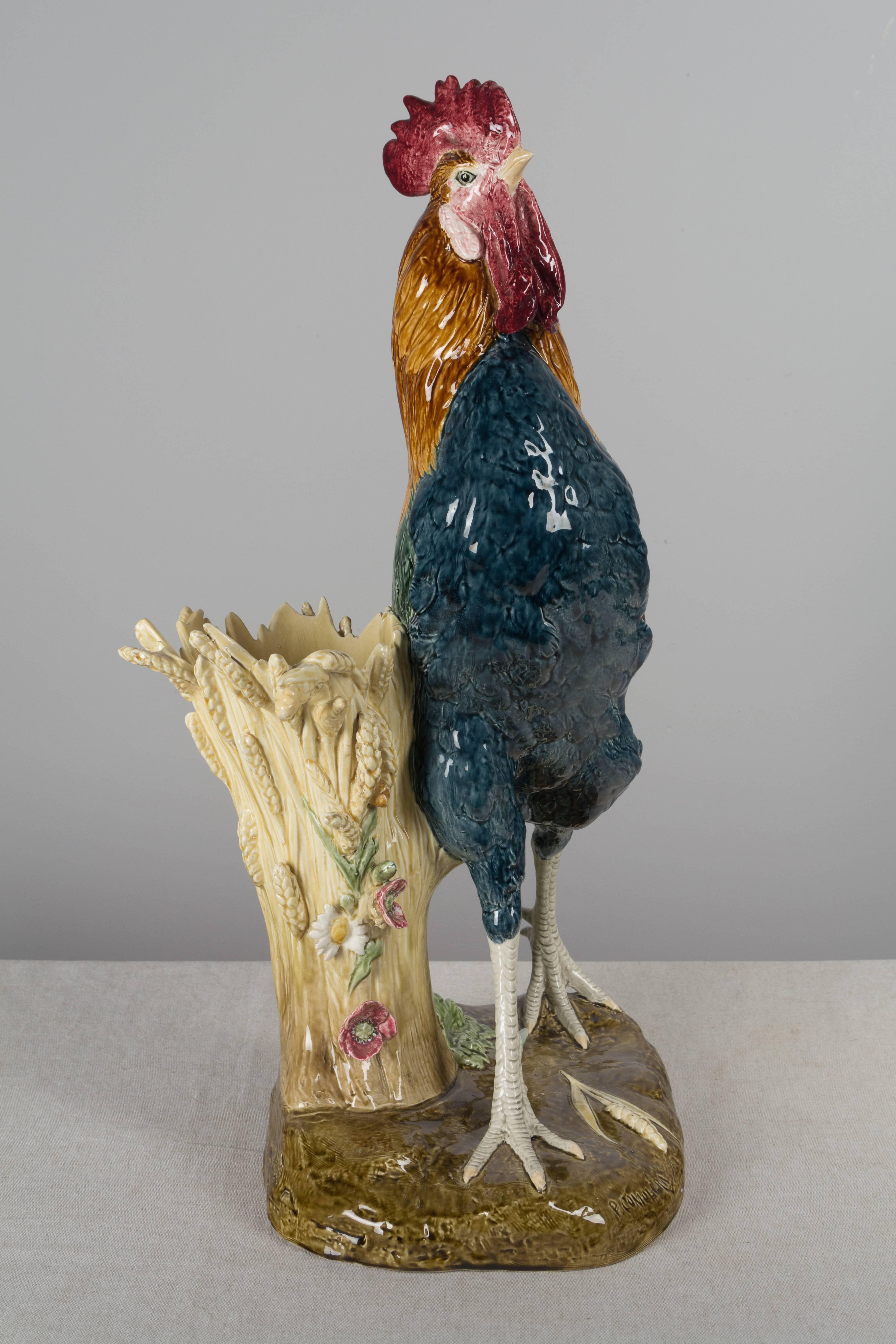 Finnish 19th Century French Majolica Rooster