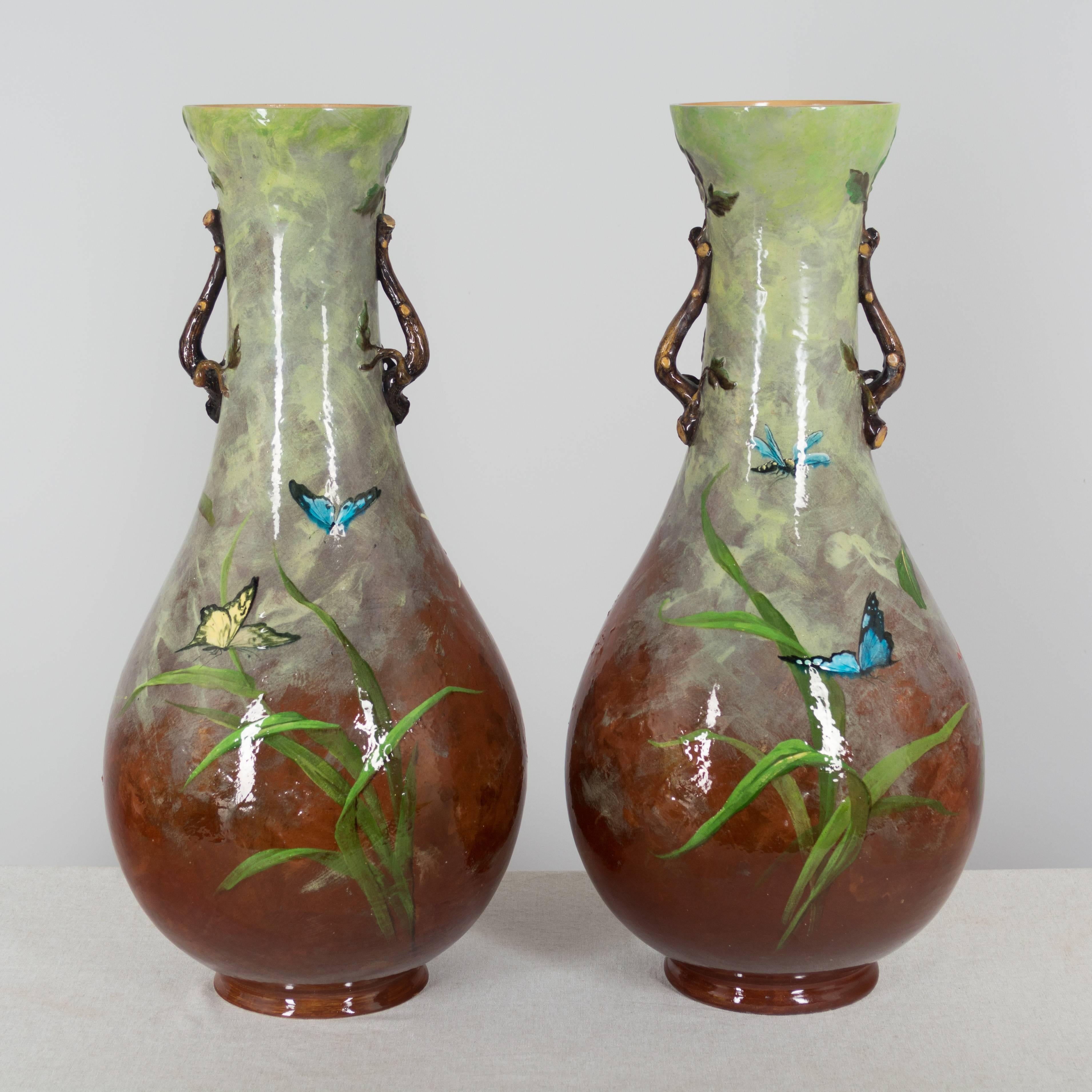 Pair of Large French Faience Vases 2