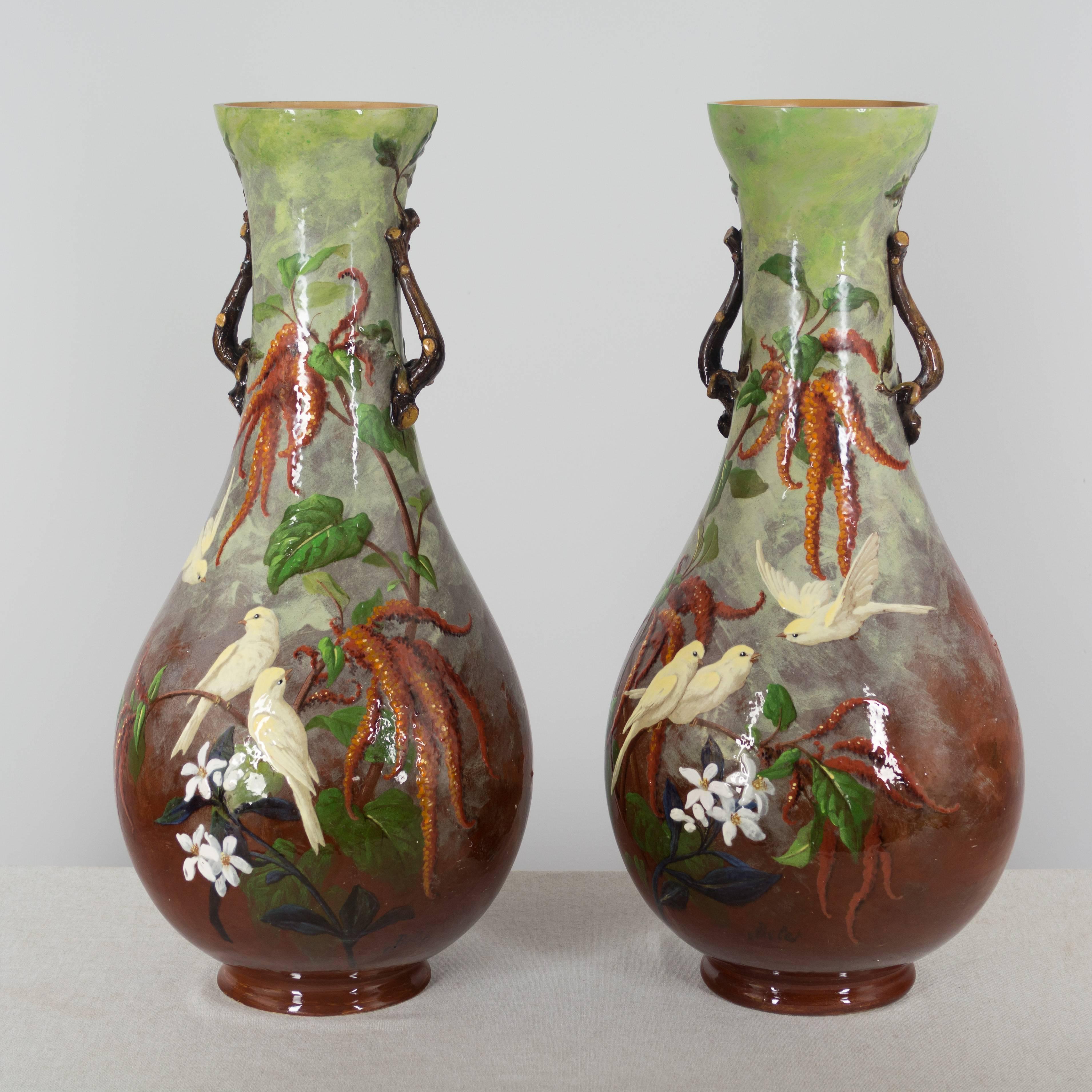 Pair of Large French Faience Vases 3