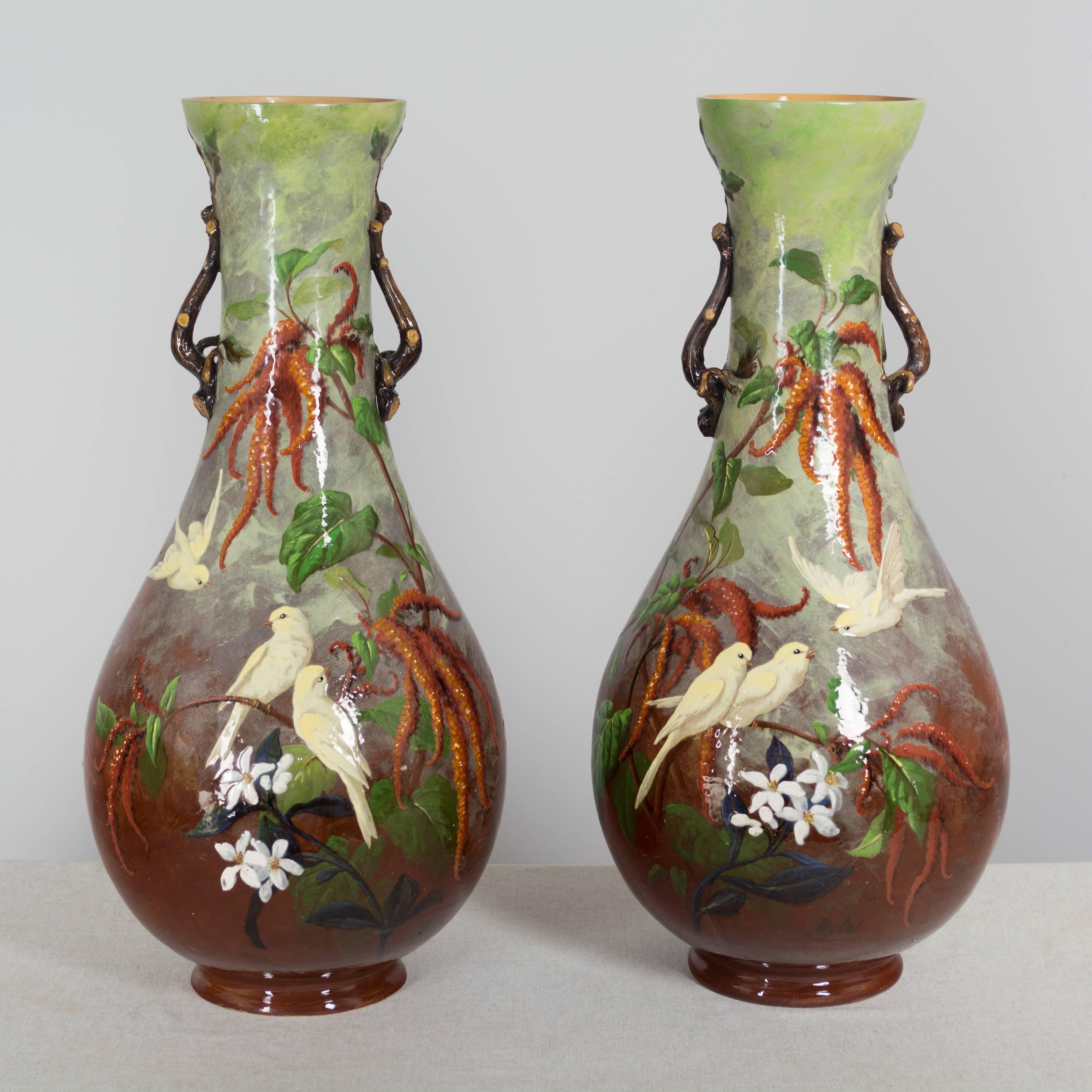 19th Century Pair of Large French Faience Vases