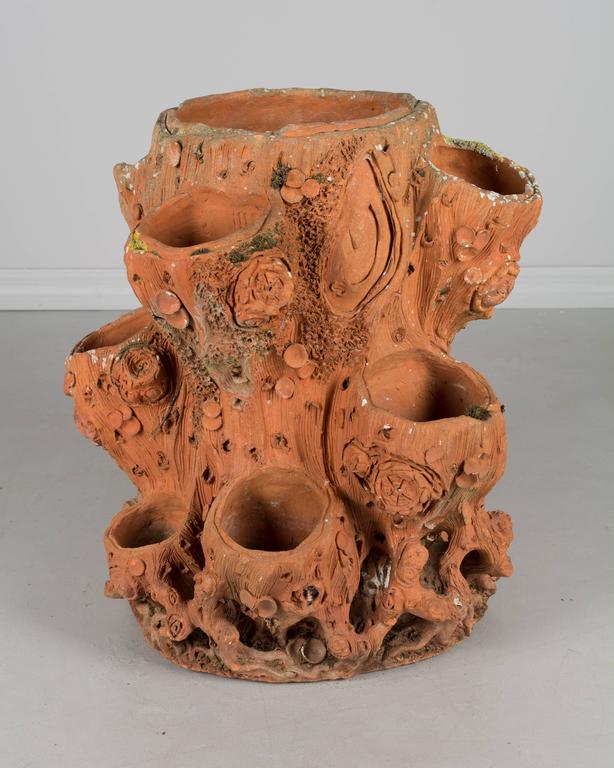 Terracotta Faux Bois Planter For Sale at 1stdibs