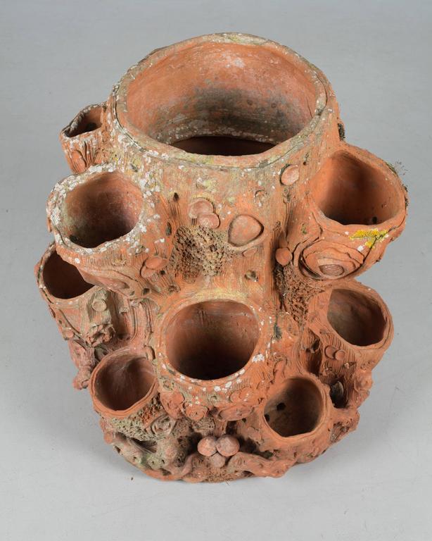 Terracotta Faux Bois Planter For Sale at 1stdibs