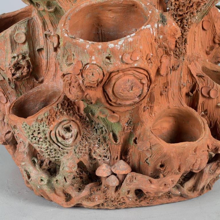 Terracotta Faux Bois Planter For Sale at 1stdibs