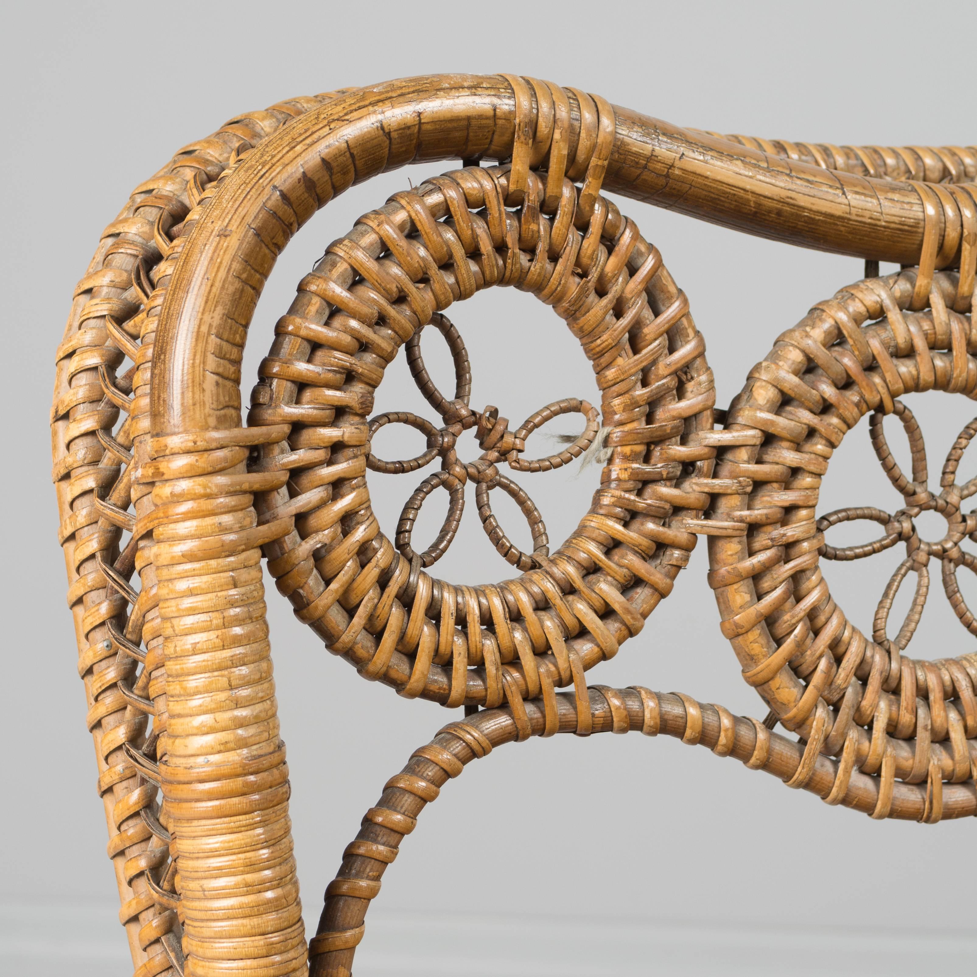 19th Century, French Wicker Bench by Perret & Vibert 5