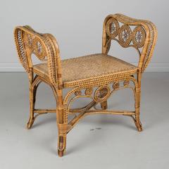 19th Century, French Wicker Bench by Perret & Vibert