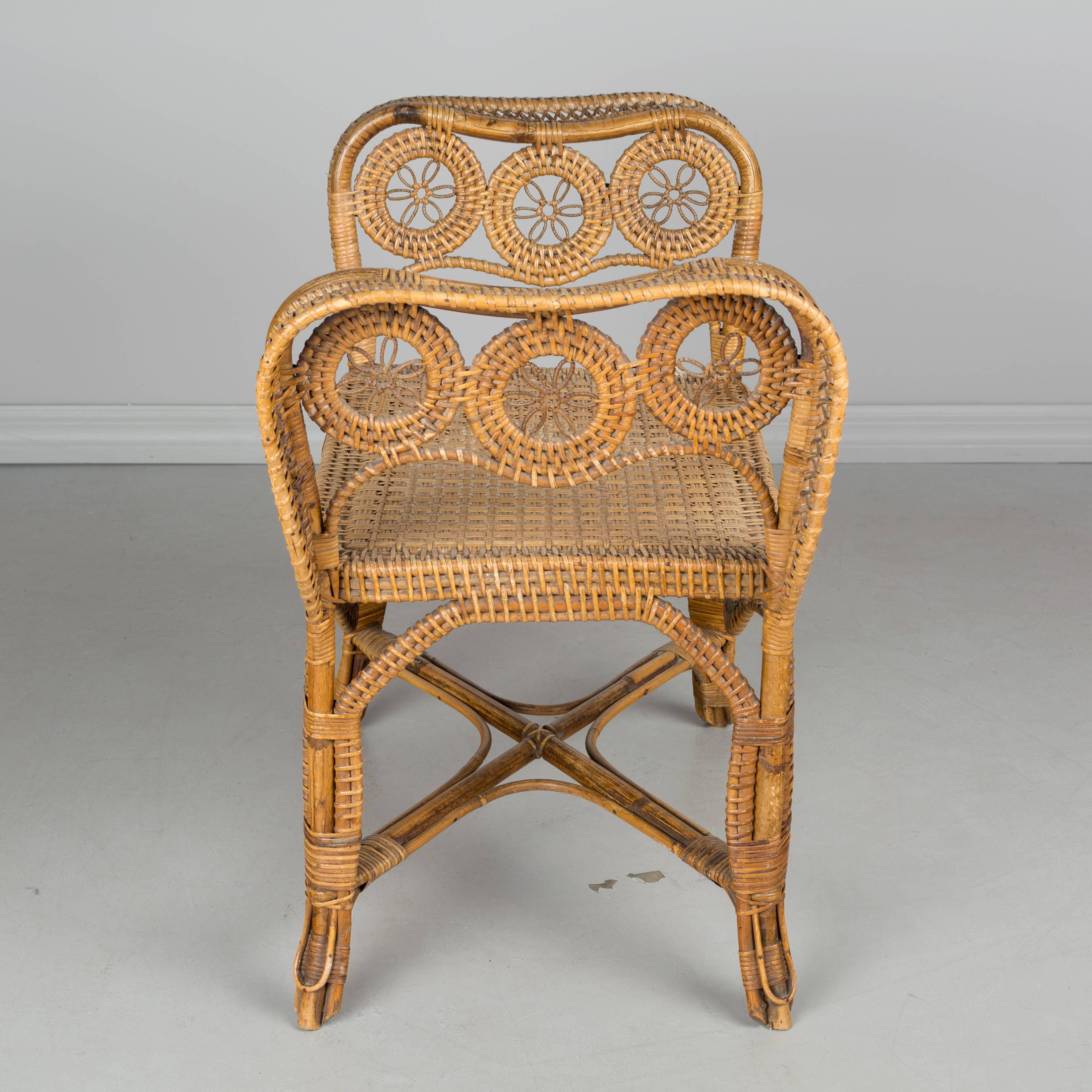 19th Century, French Wicker Bench by Perret & Vibert 2